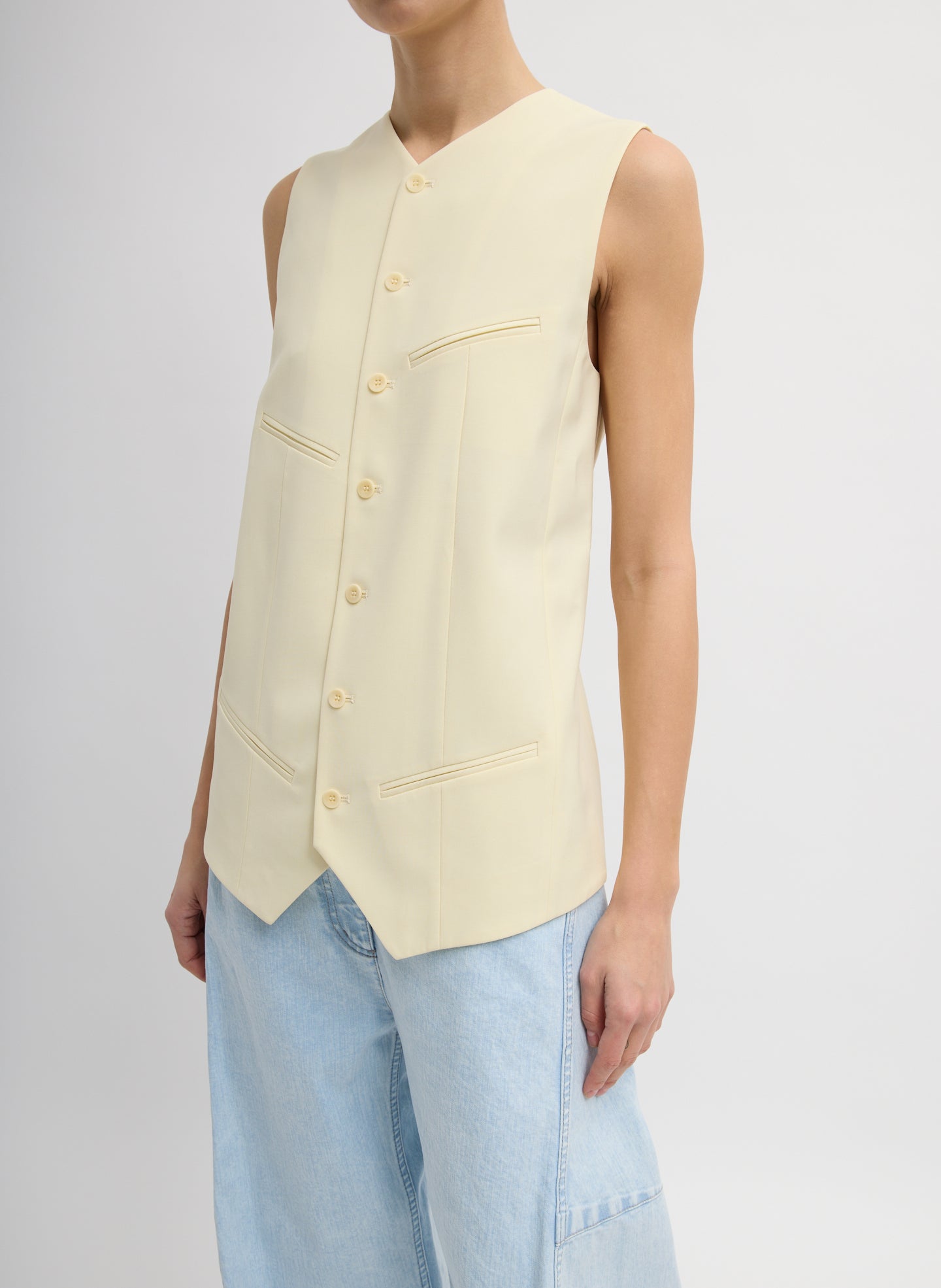 Tropical Wool Easy Vest - Ivory-1