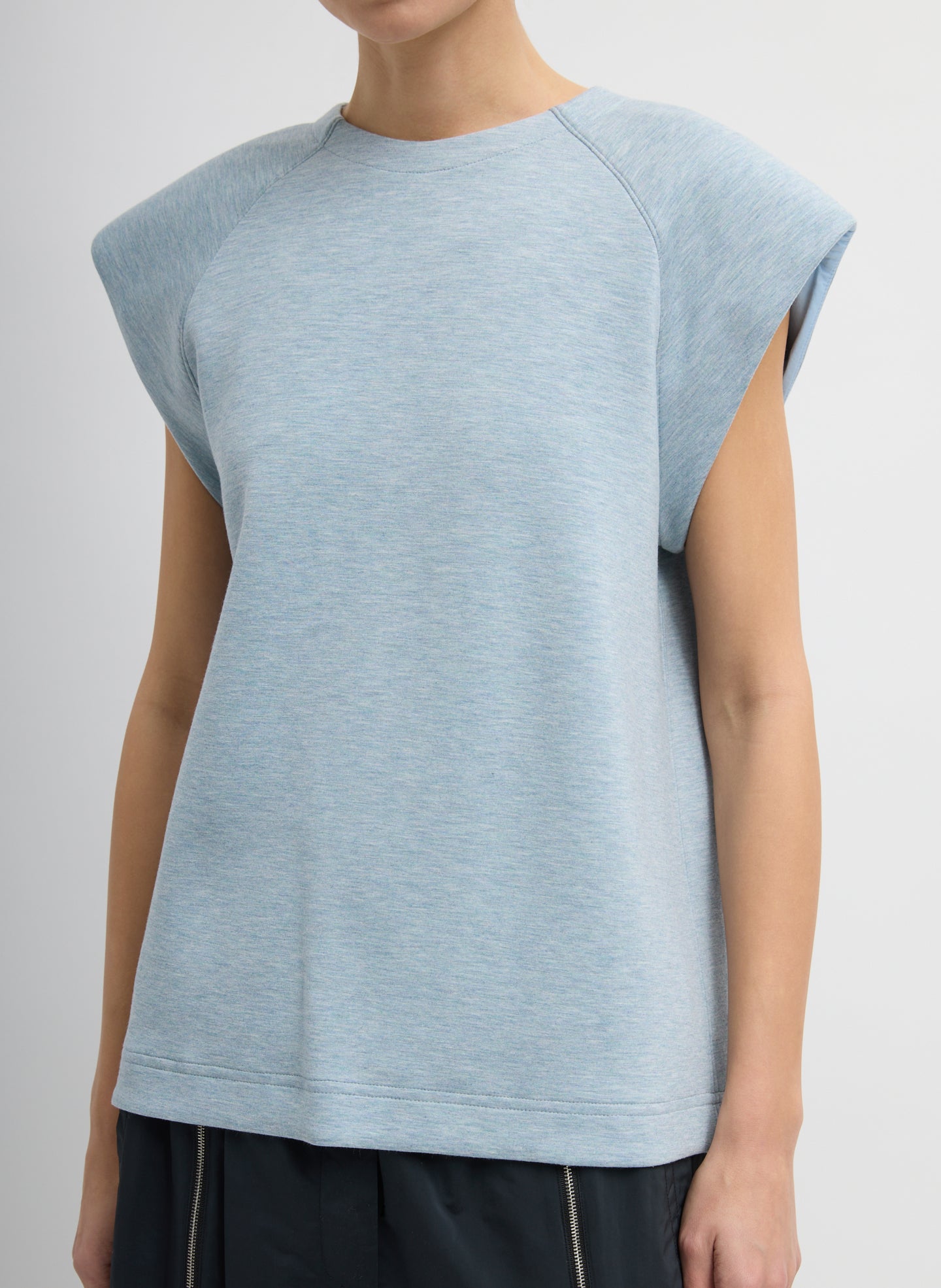 Bonded Viscose Sculpted Sleeveless Top - Heather Baby Blue-1