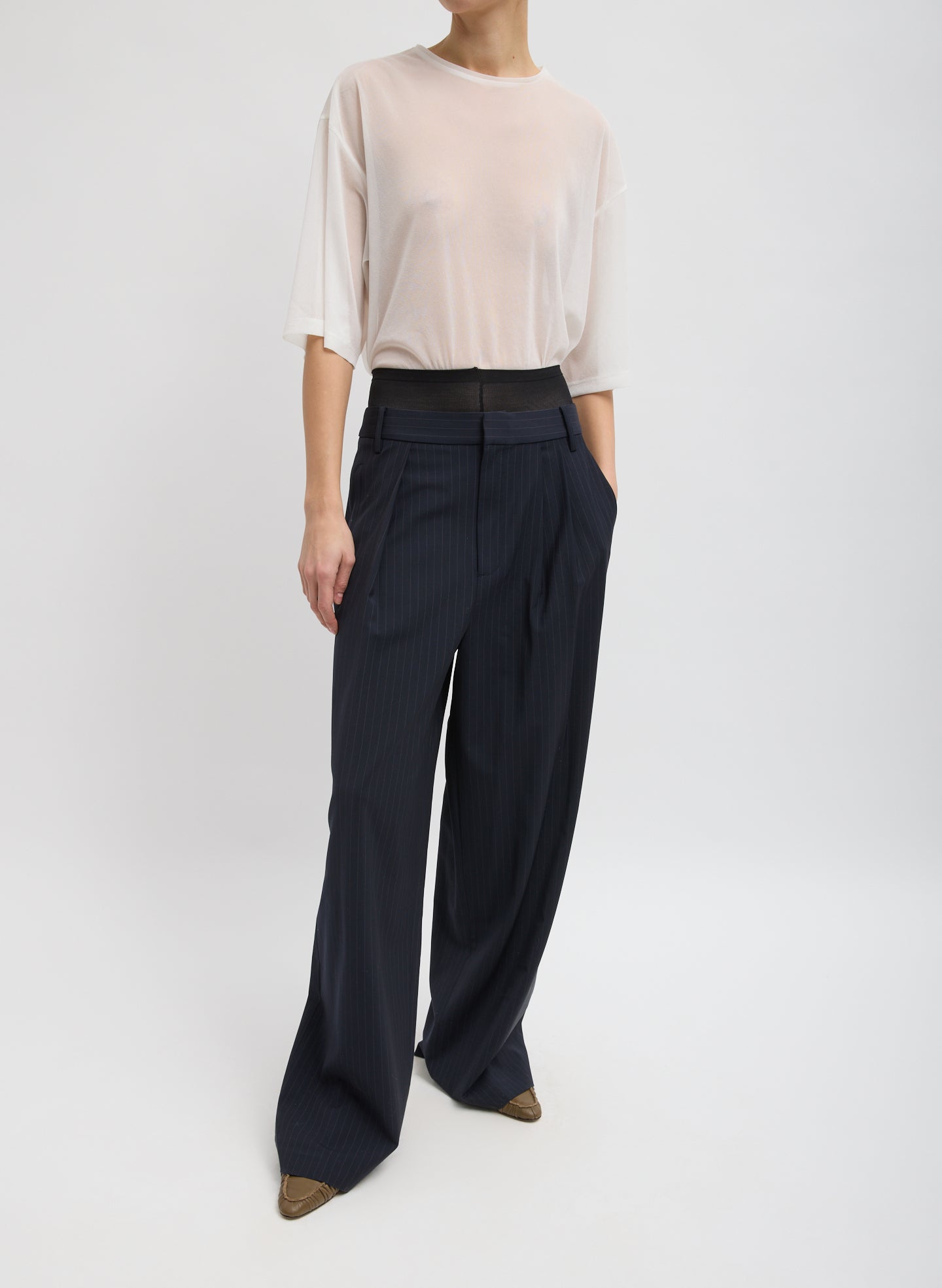 Dominic Pinstripe Stella Pant - Navy Multi-1