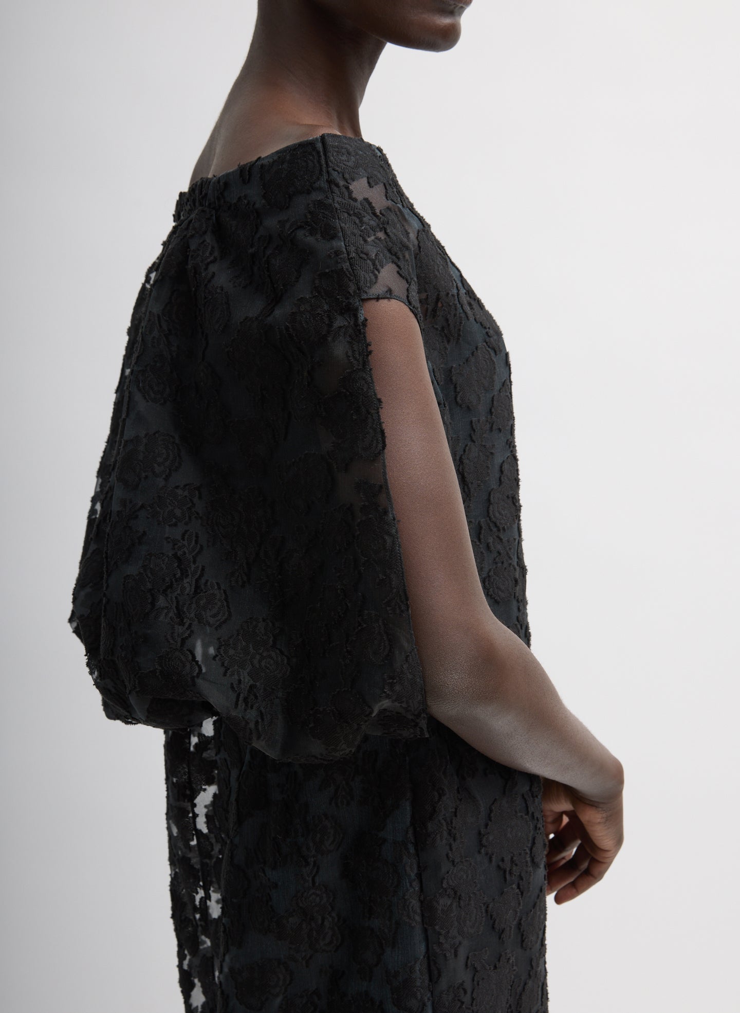 Black Fil Coupé Camille Dress - off the shoulder, side detail