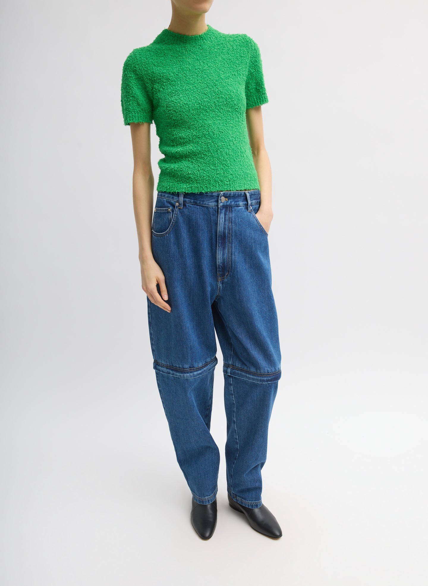 Green Serviette Baby T-Shirt - full look, front view on model
