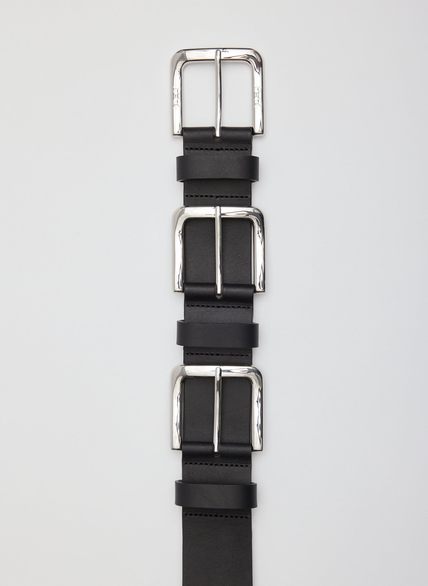 Black Triple Buckle Arthur Leather Belt