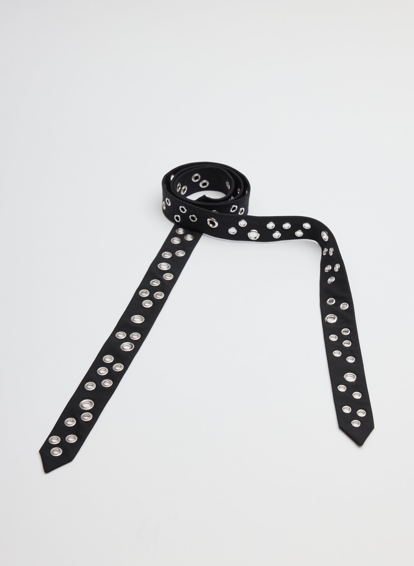 Black Recycled Tropical Wool Grommet Tie