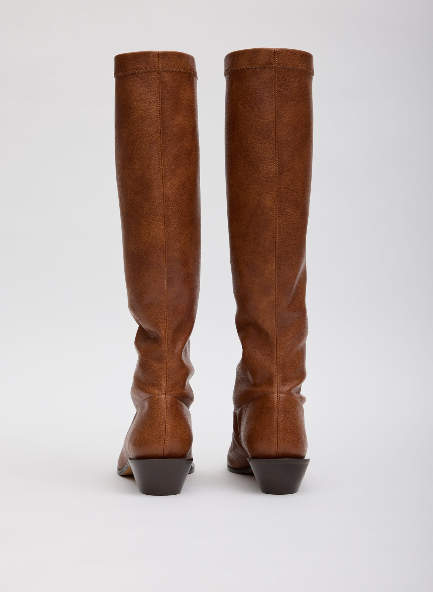 Cognac Brown Faux Leather Bronson Boot - tall boot, pointed toe - back view