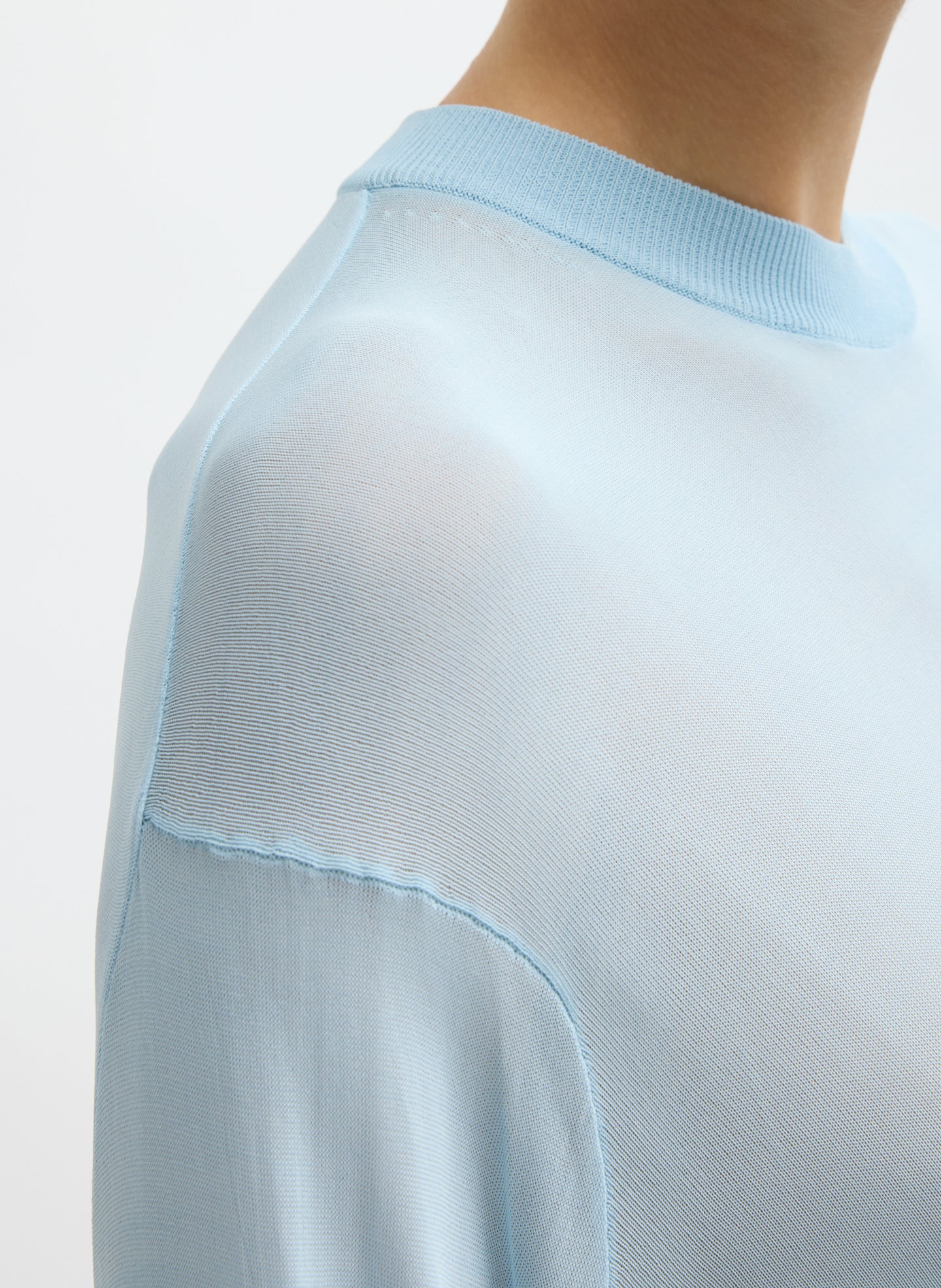 Baby Blue Slinky Viscose Perfect Men's Pullover - detail shot