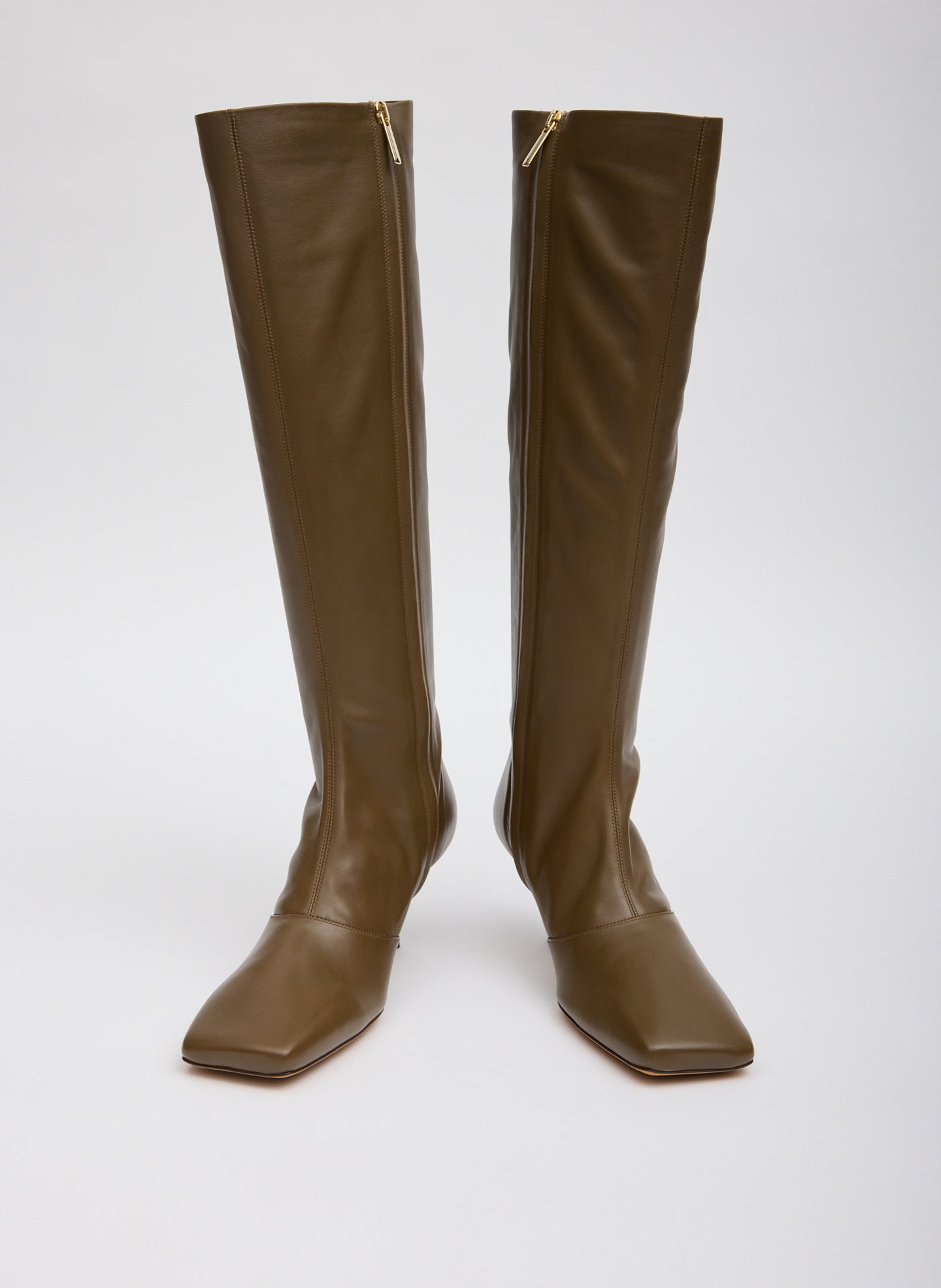 Brannon Leather Heeled Boot - tall boot - front view