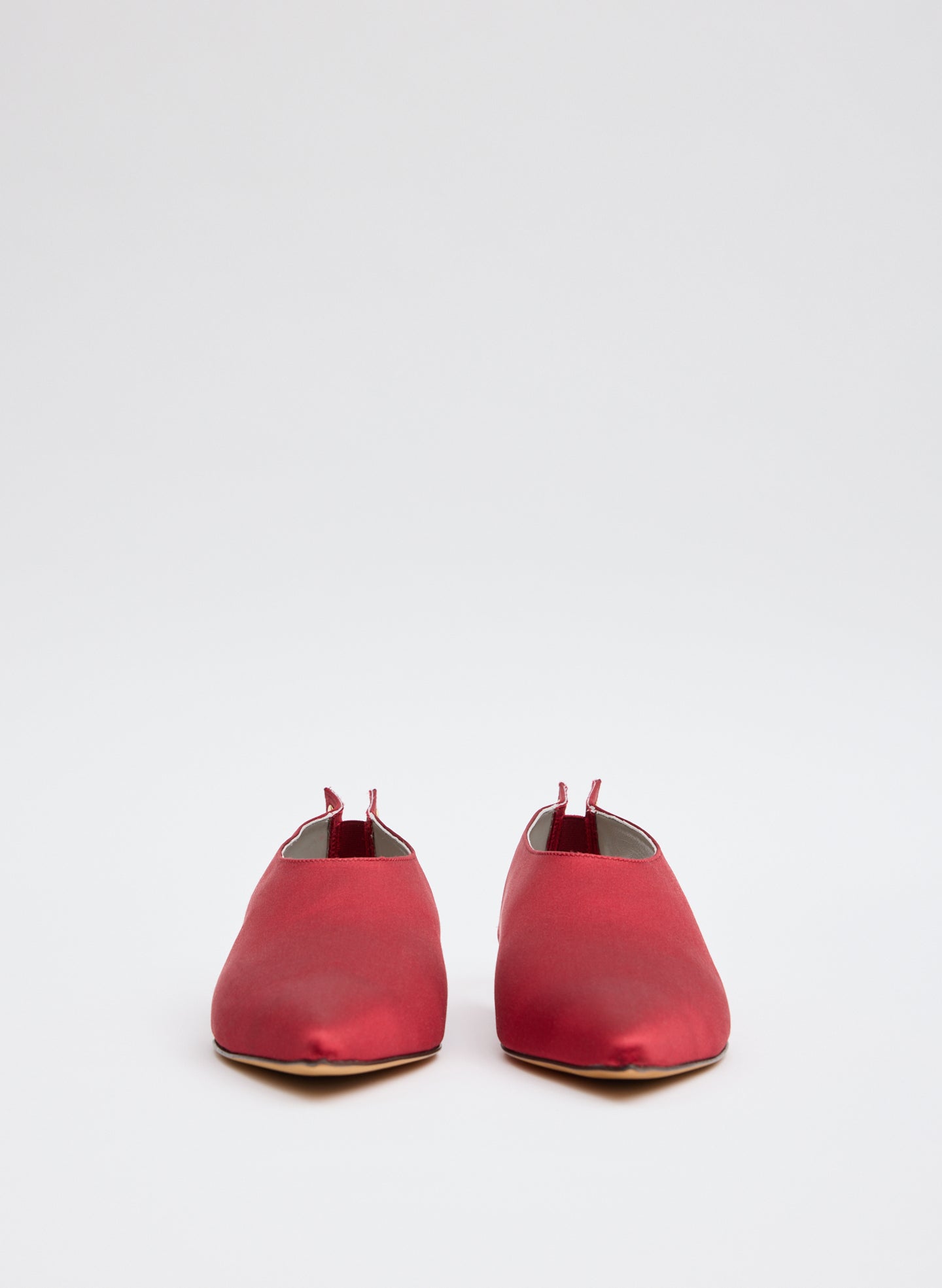 Red Norbert Satin Flat - satin shoe, front view 