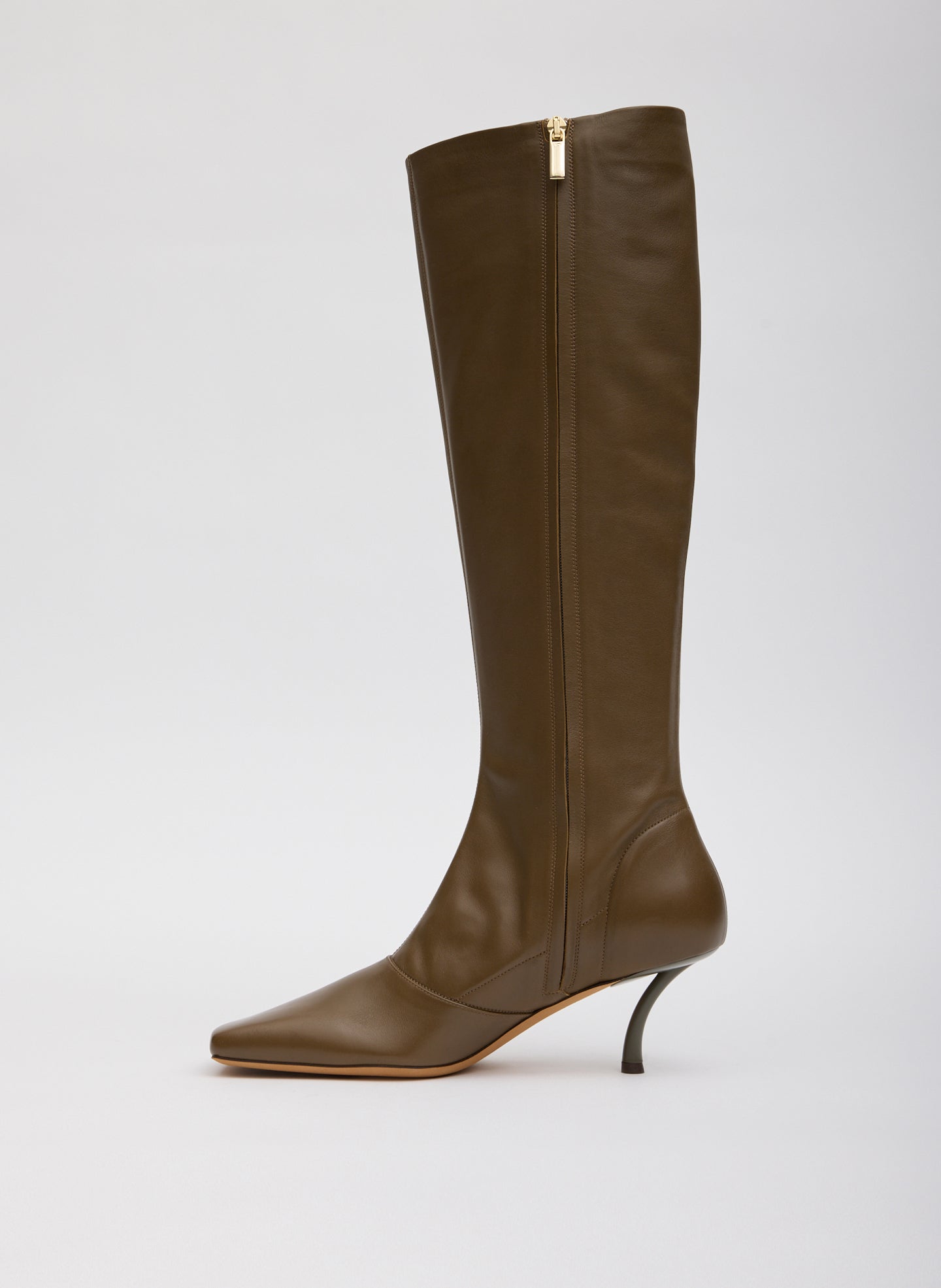 Brannon Leather Heeled Boot - tall boot - side view
