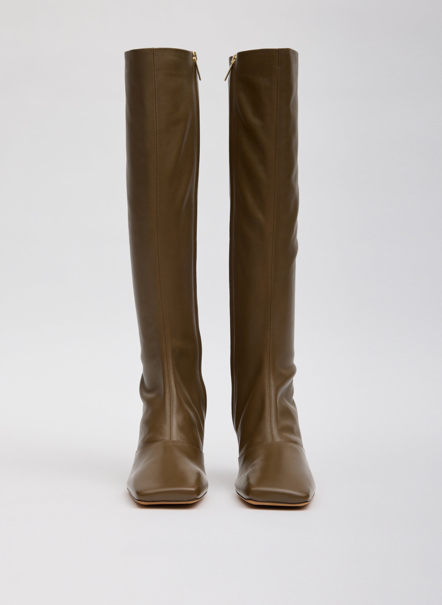Brannon Leather Heeled Boot - tall boot - front view