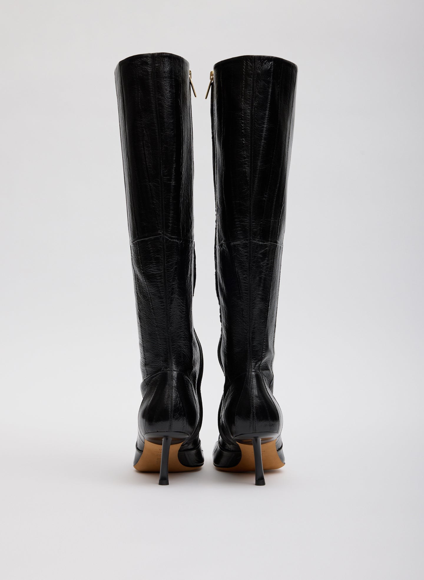Black Eel Brannon Heeled Boot - tall boot - back view
