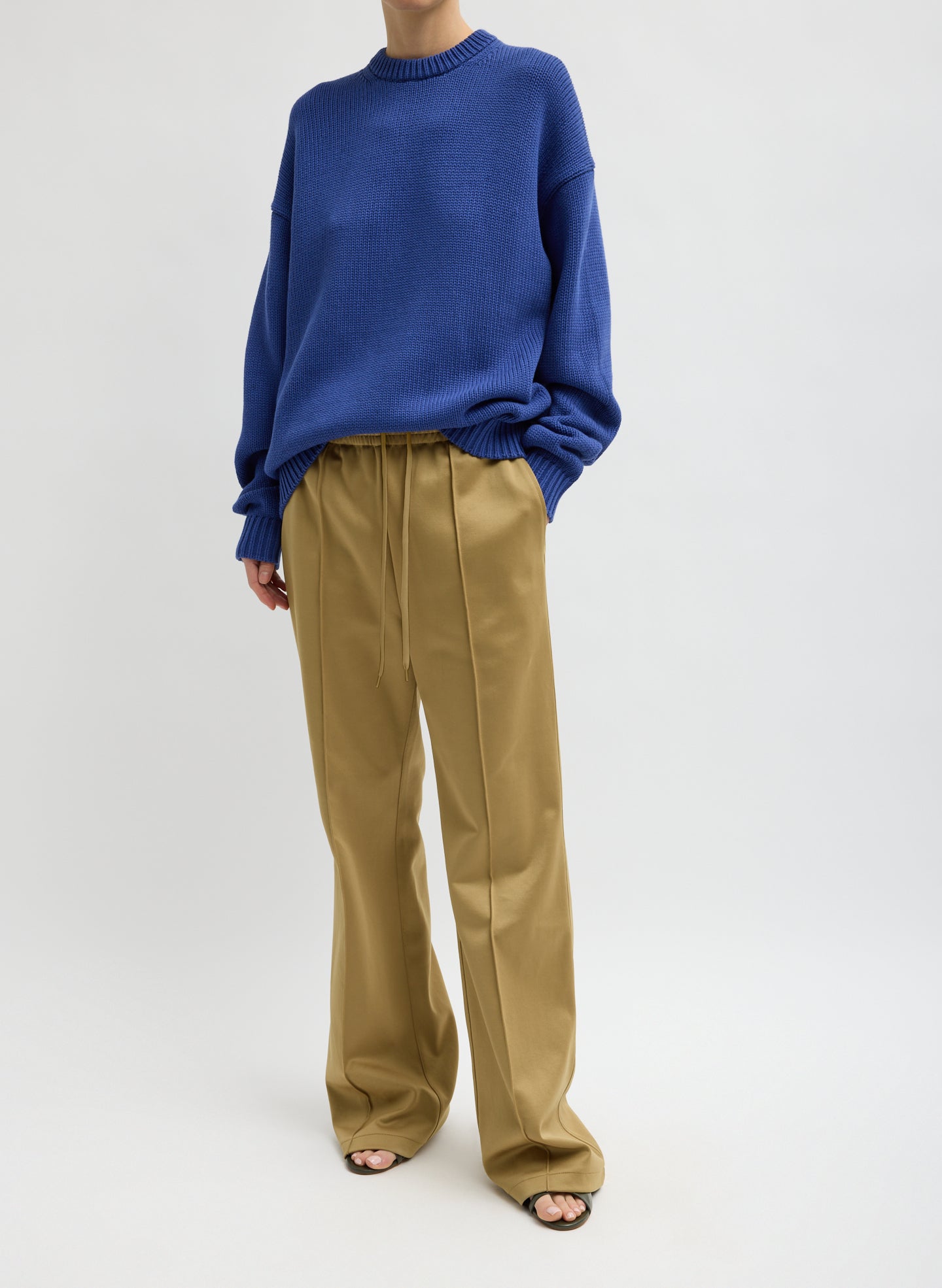 Buff Tan Active Knit Scottie Jogger - full look, front view on model