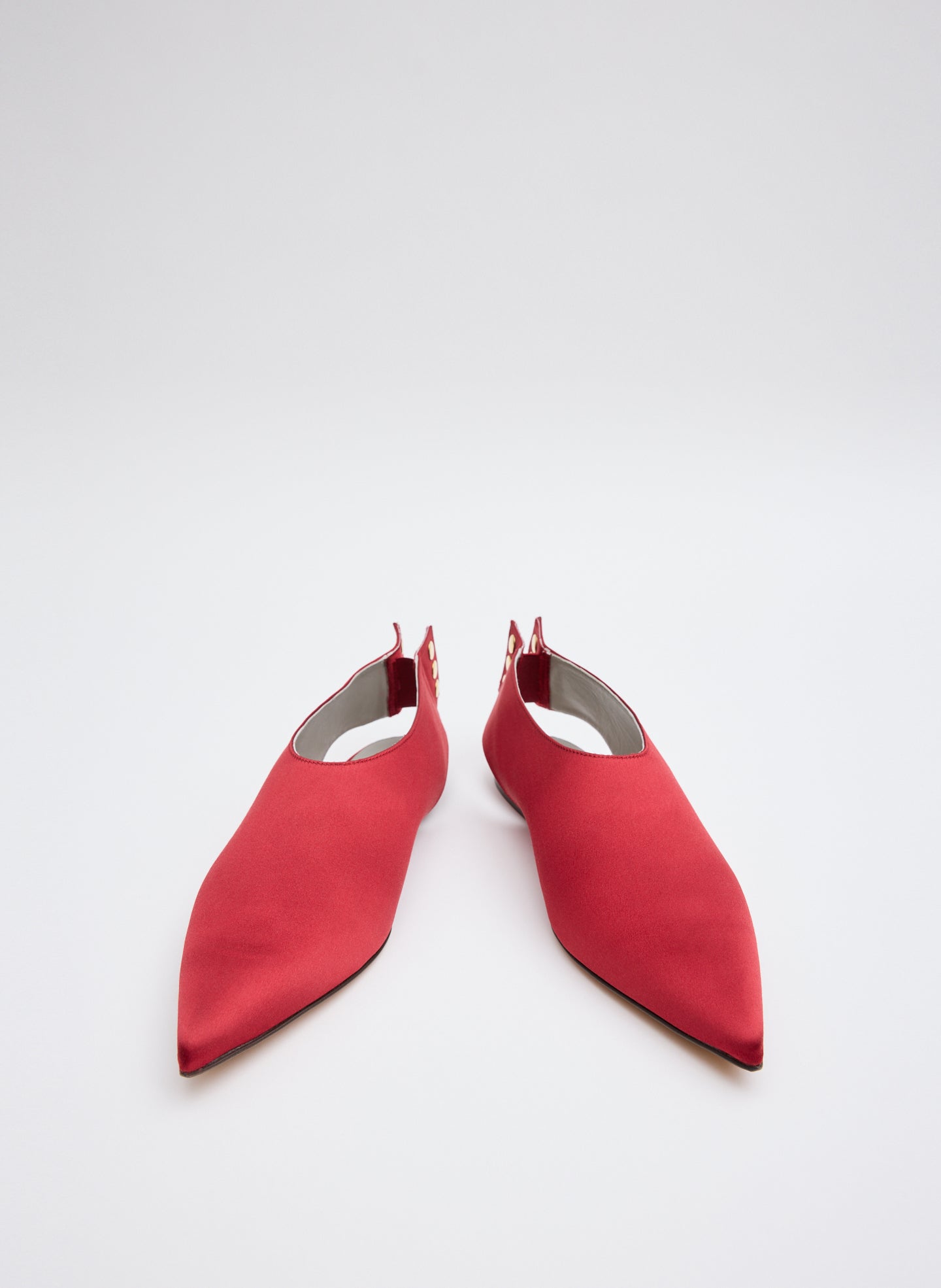 Red Norbert Satin Flat - satin shoe, front view 