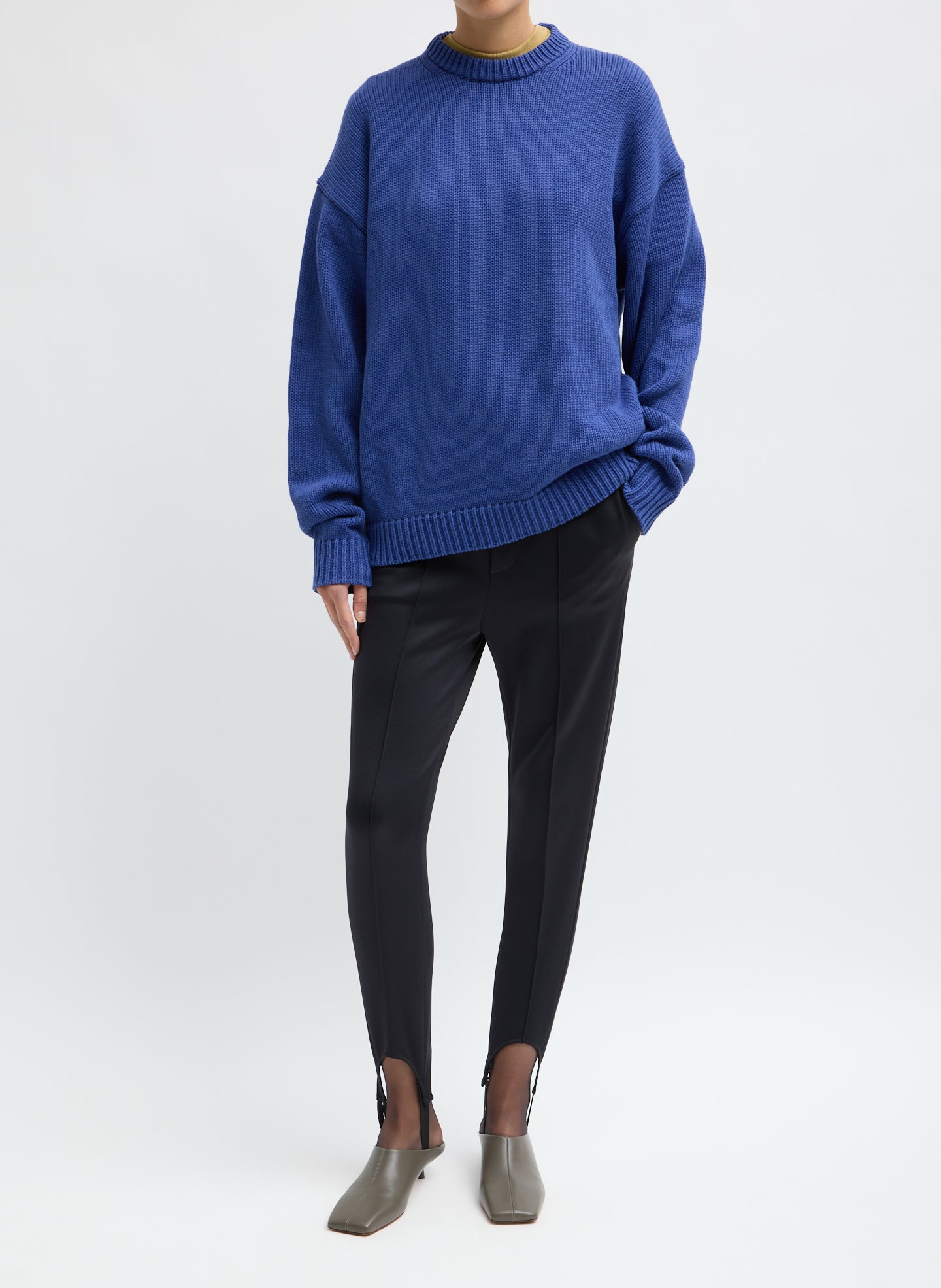 Black Active Knit Sporty Stirrup Pant - front view on model