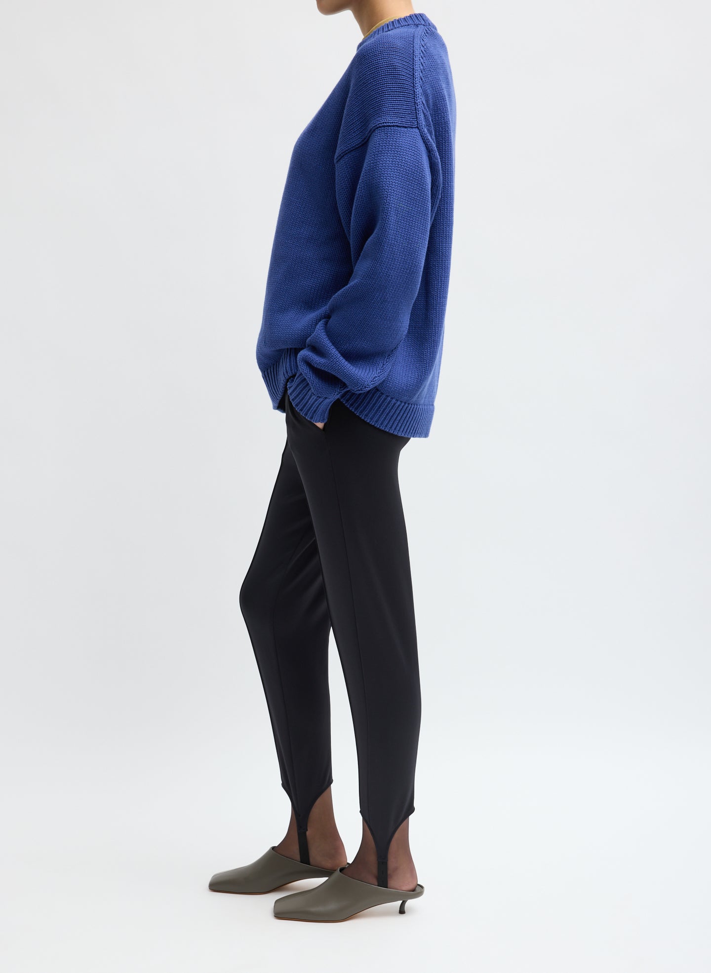 Black Active Knit Sporty Stirrup Pant - side view on model