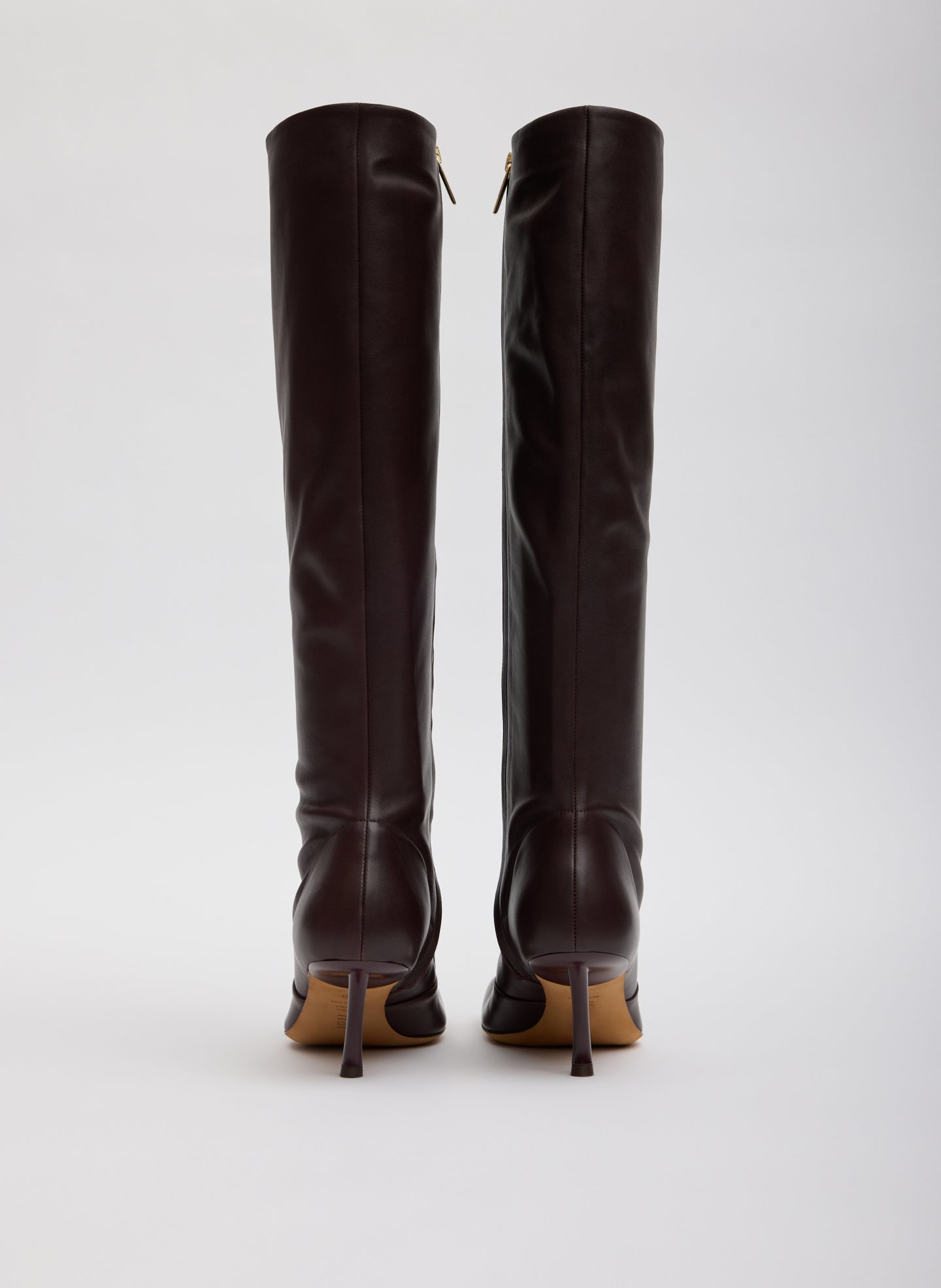 Burgundy Brannon Leather Heeled Boot - tall boot - back view