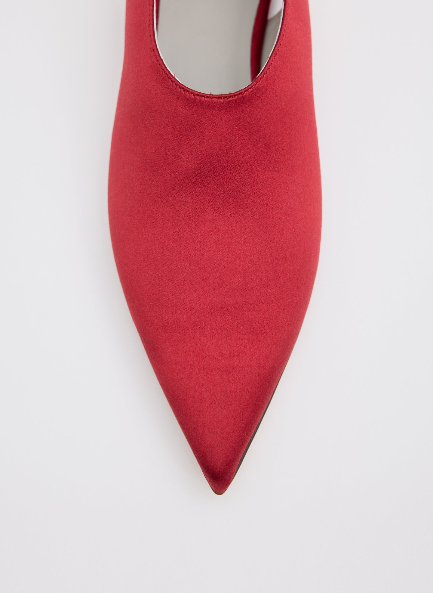 Red Norbert Satin Flat - satin shoe, closeup 