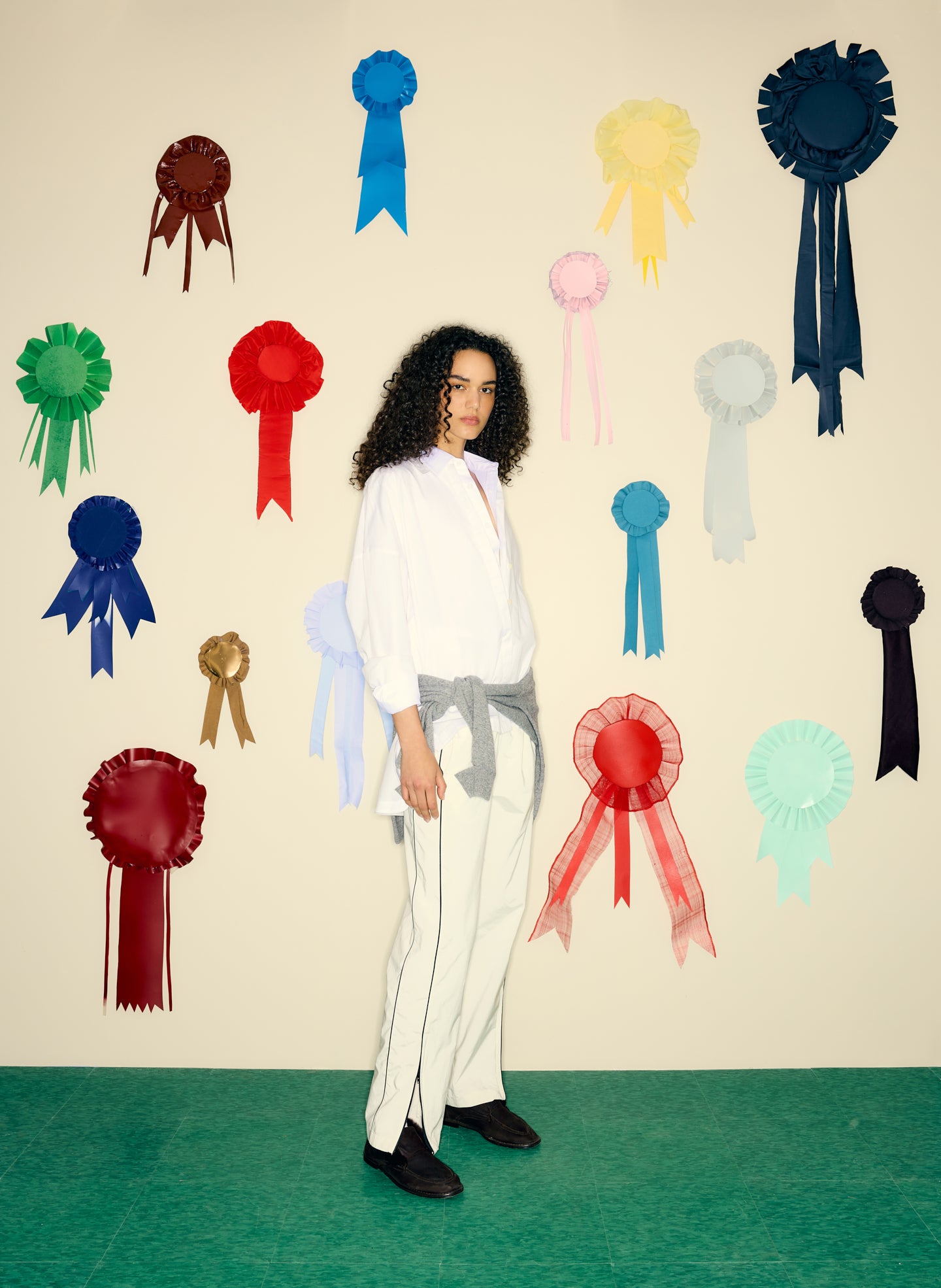 White Gabe Oversized Shirt - editorial campaign on model