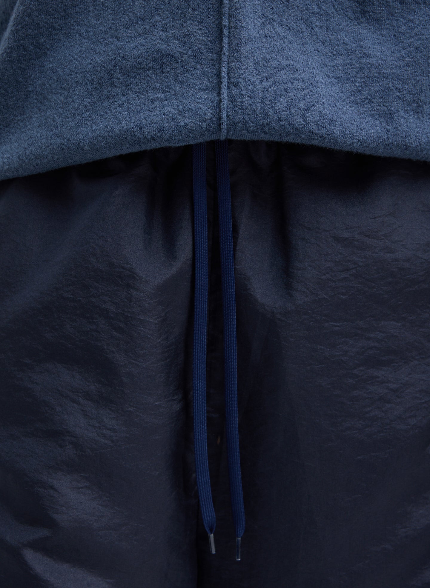 Navy Crispy Nylon Winslow Pant - drawstring closeup