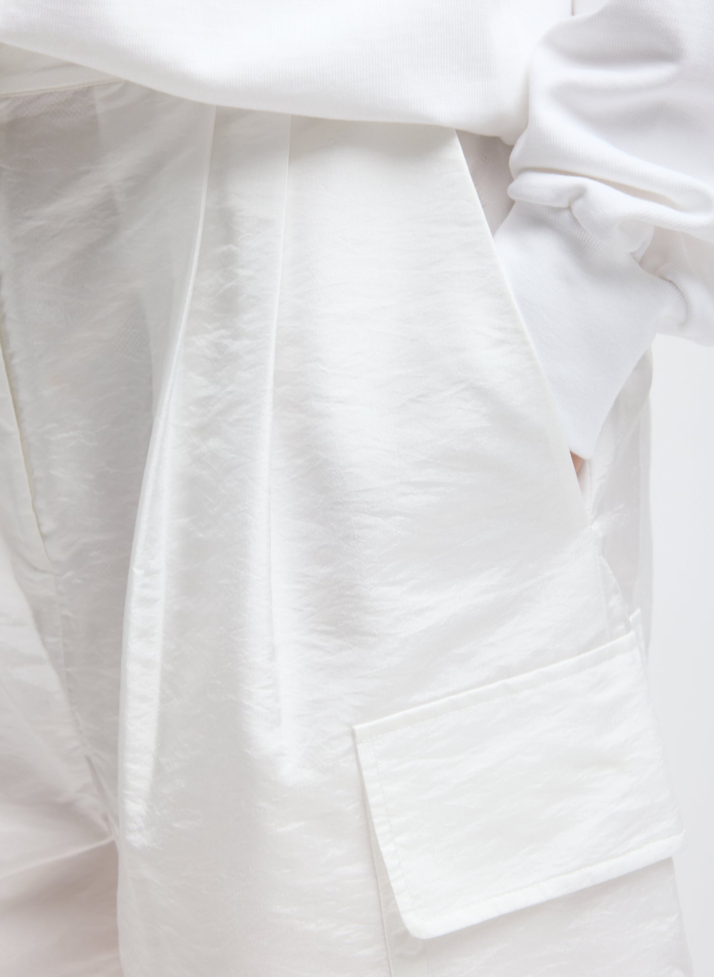 White Crispy Nylon Stella Short - detail shot