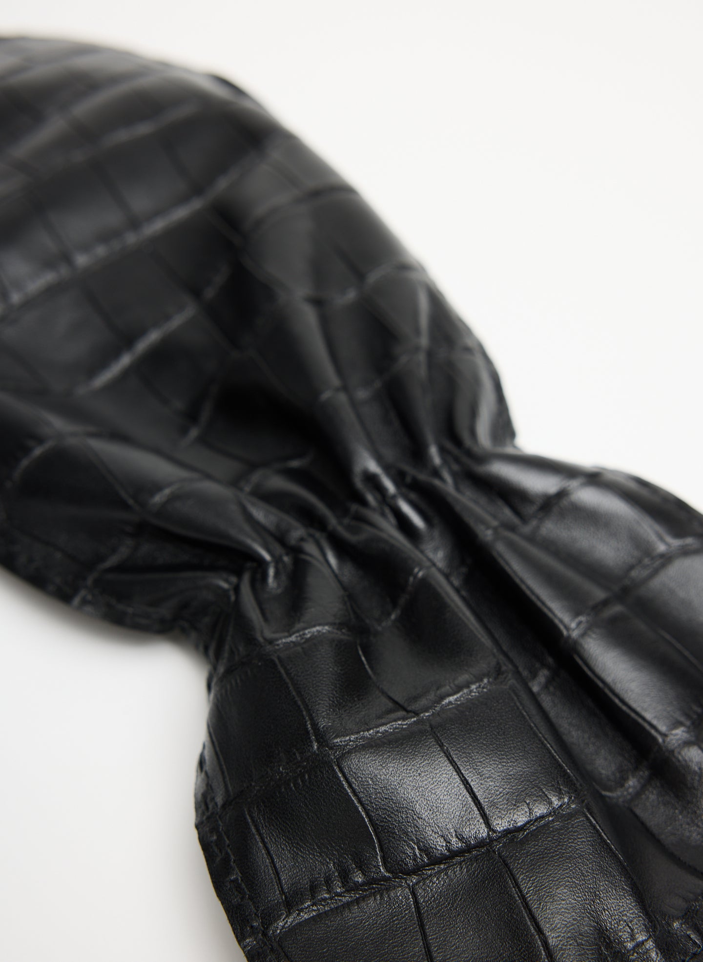 Crocodile Embossed Leather Mittens