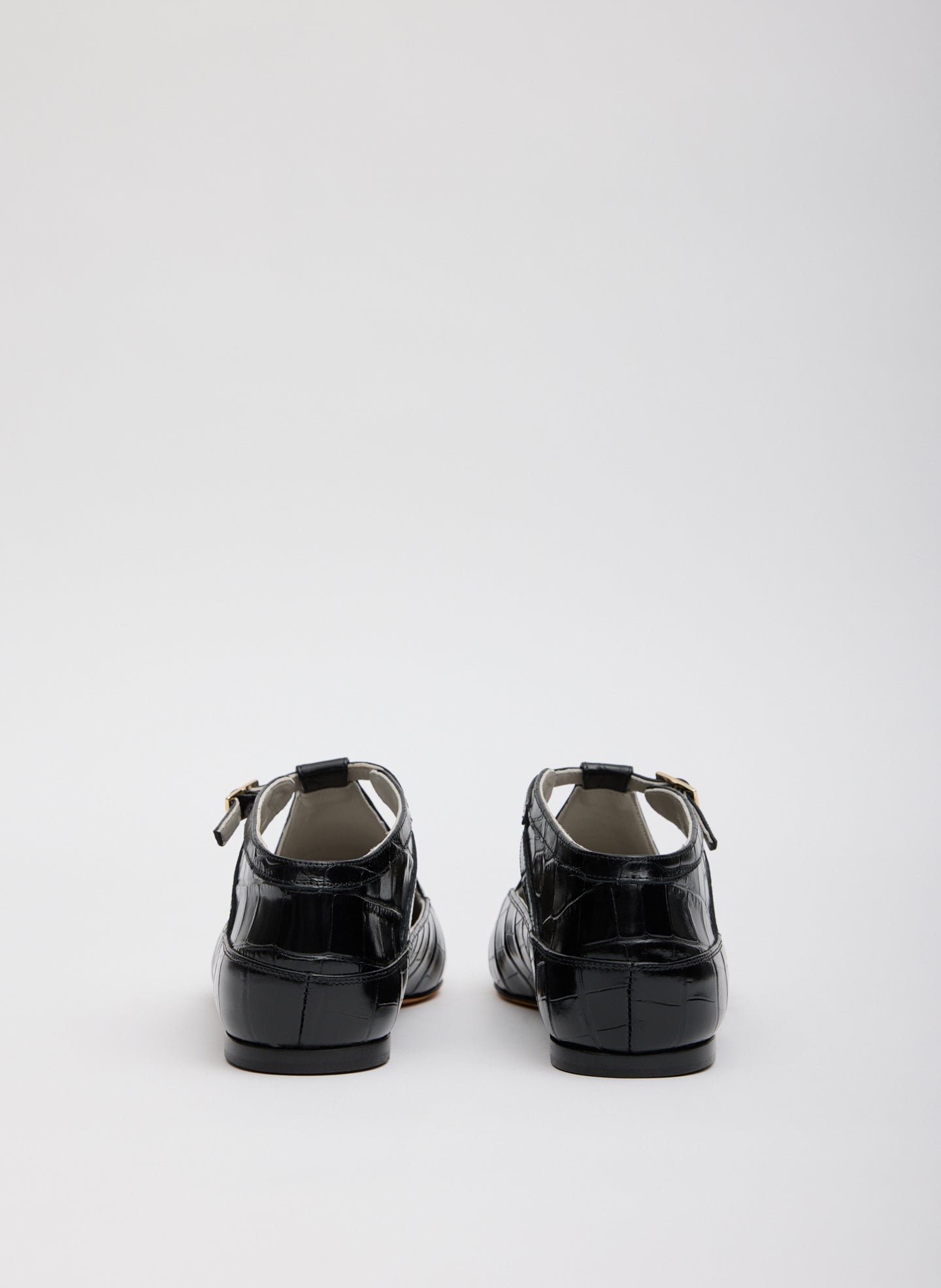 Black Crocodile Embossed Somerset Flat - pointed toe flat, back view