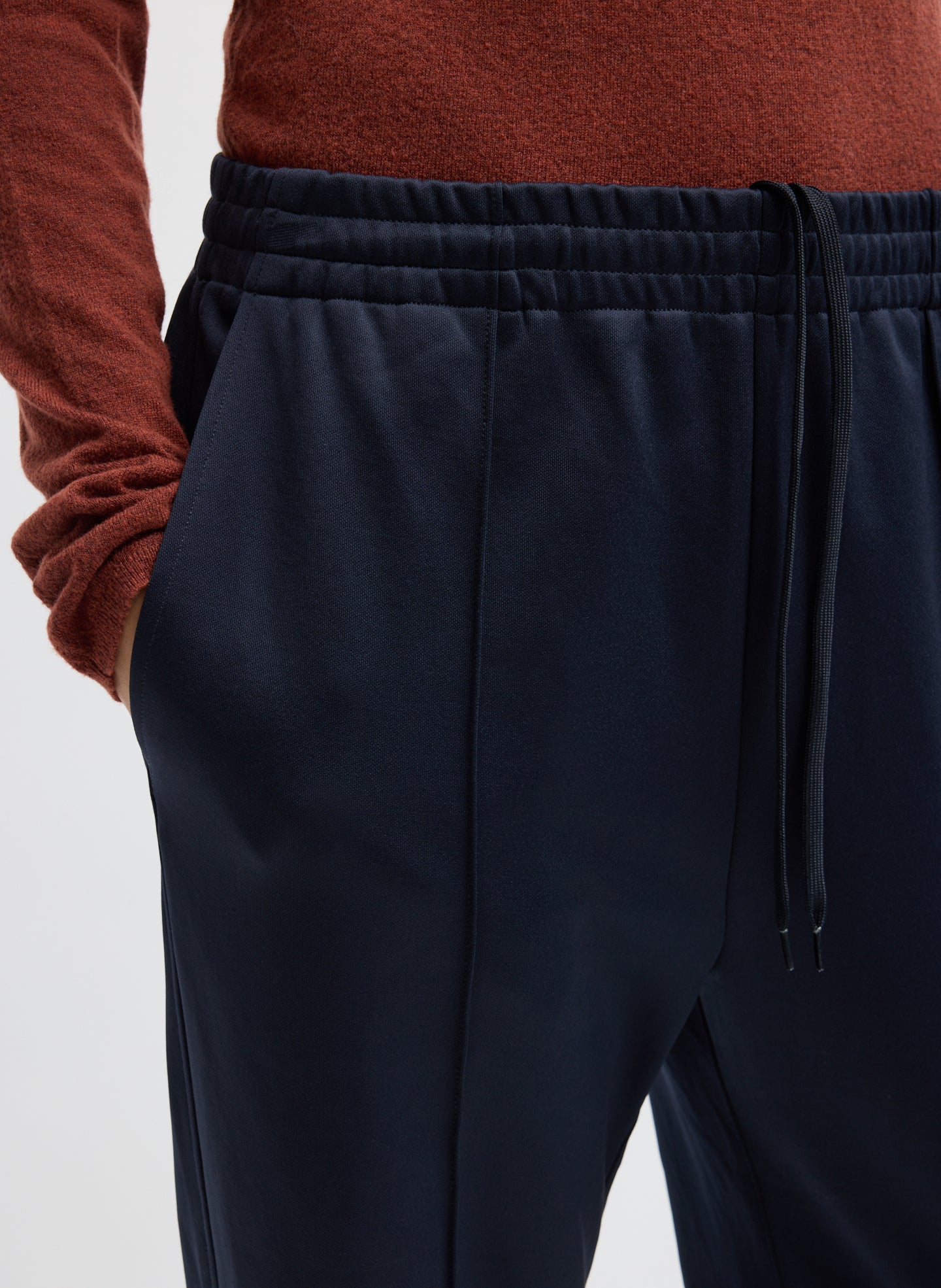 Navy Active Knit Scottie Jogger - closeup of pocket detail