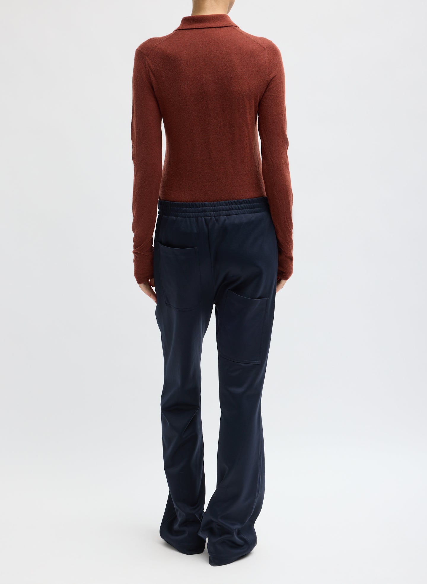 Navy Active Knit Scottie Jogger - pull on jogger, back view on model