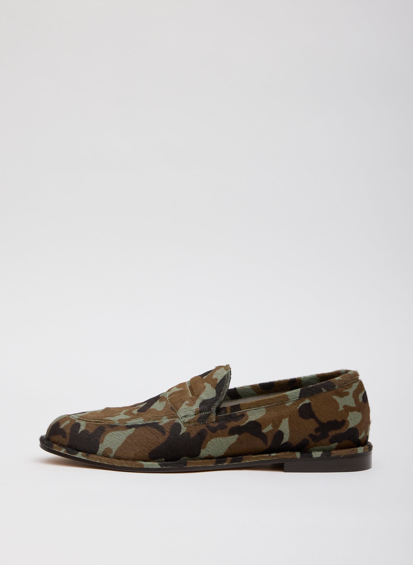 Green Camouflage printed calf hair Herbert Loafer - side view