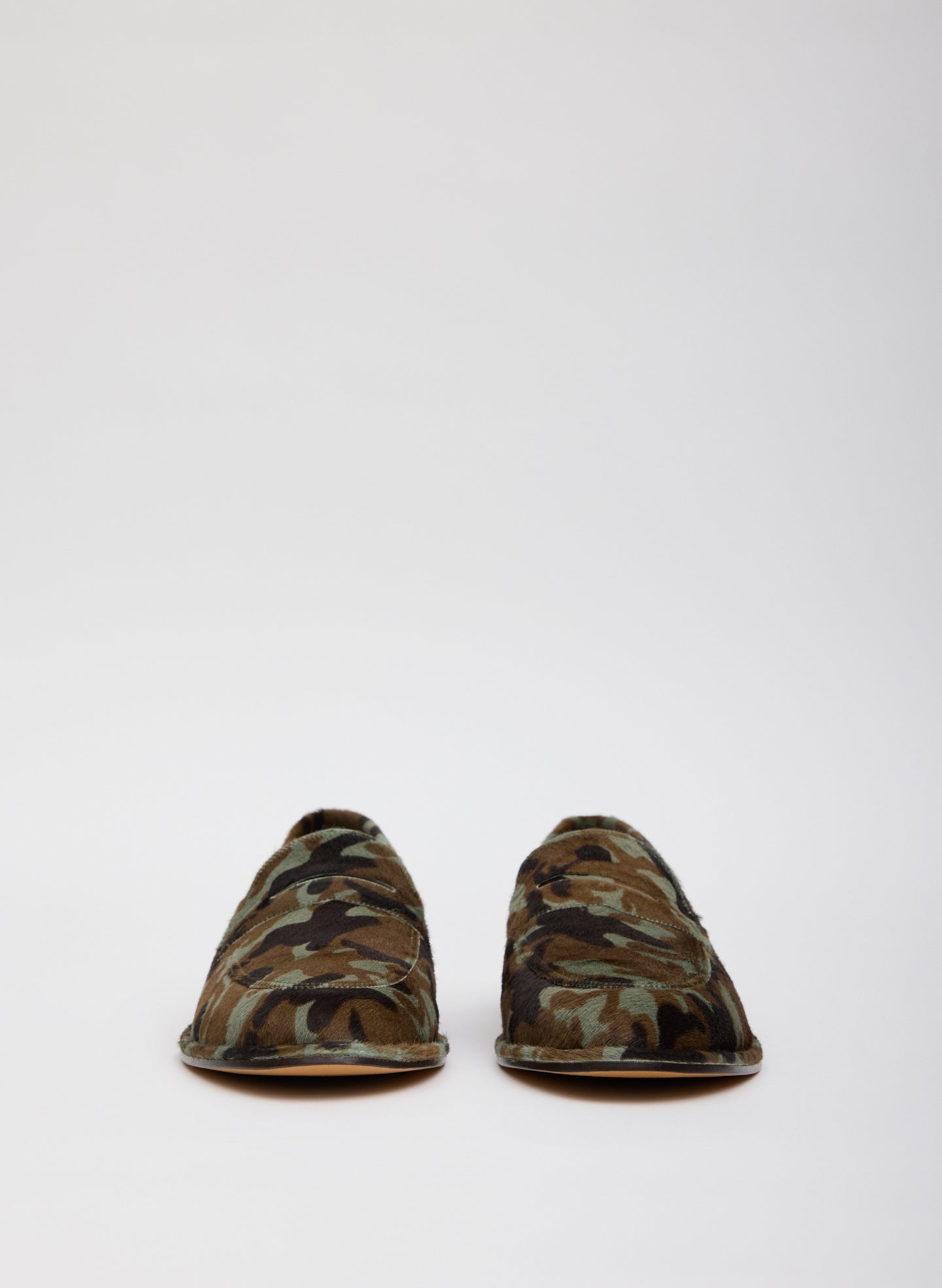 Green Camouflage printed calf hair Herbert Loafer - front view