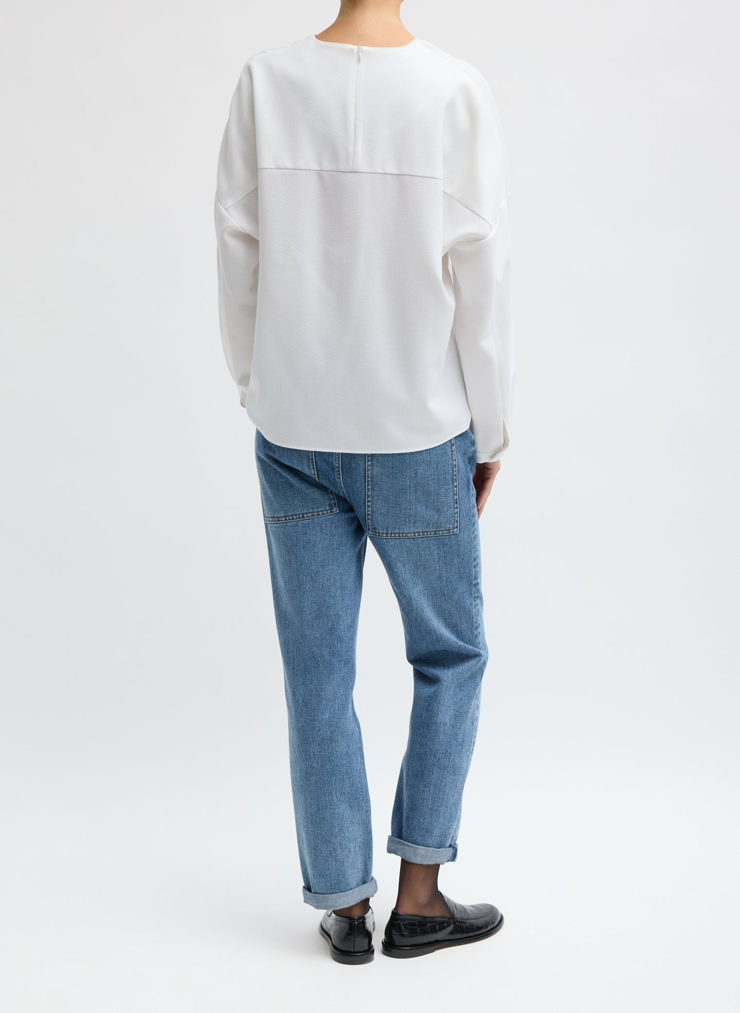 Classic Wash Denim Willem Jean - straight leg, back view on model