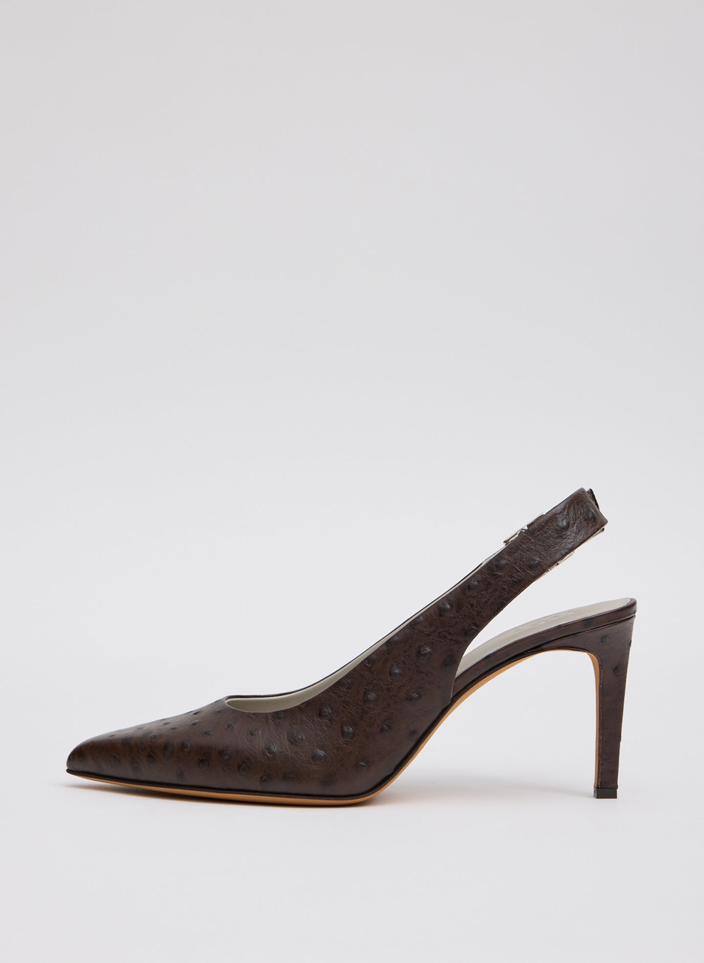 Ostrich Print Reyner Pump - Dark Brown Ostrich Printed Reyner Pump - side view