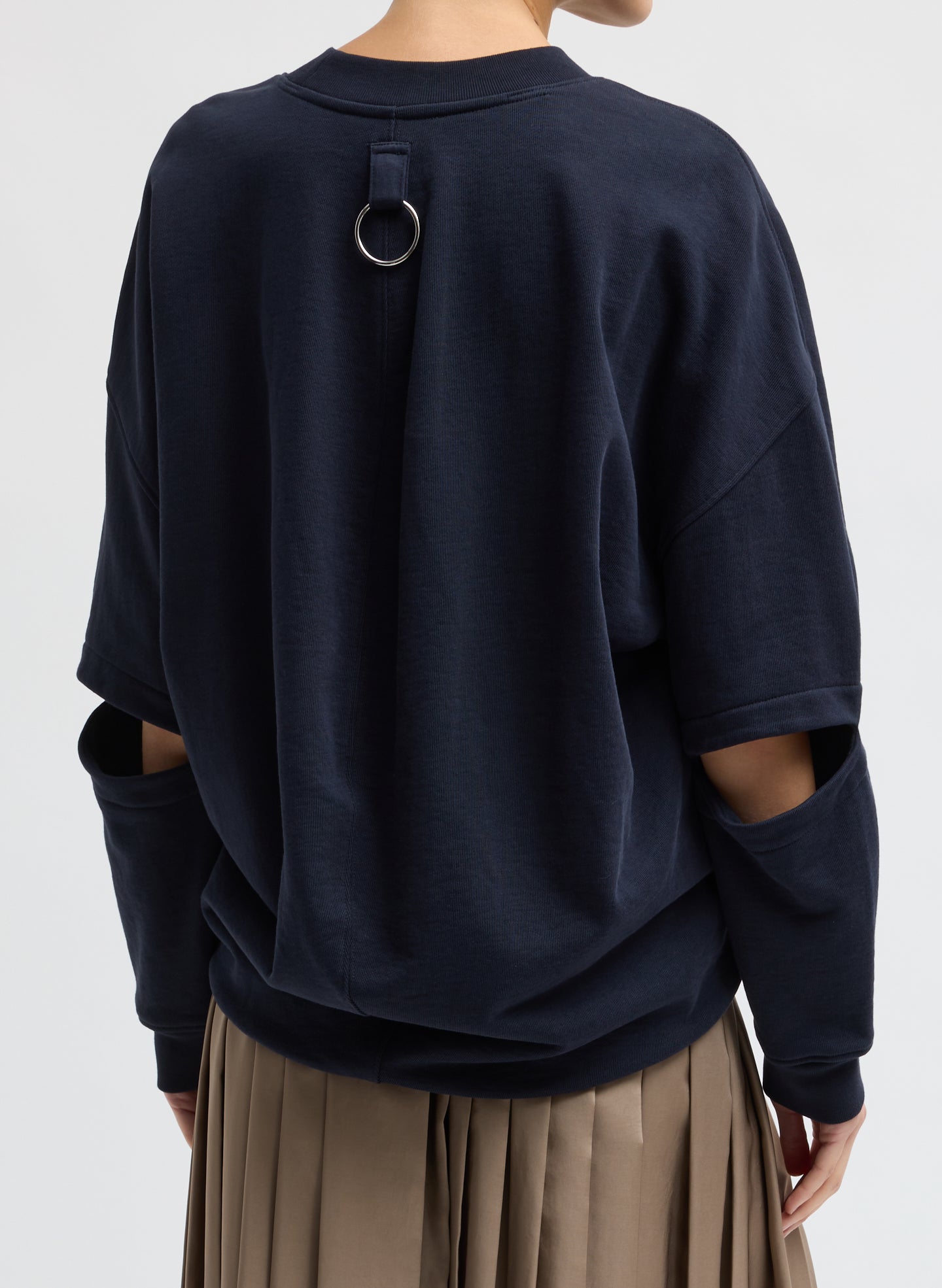 Navy Cocoon Crewneck Sweatshirt - back view on model