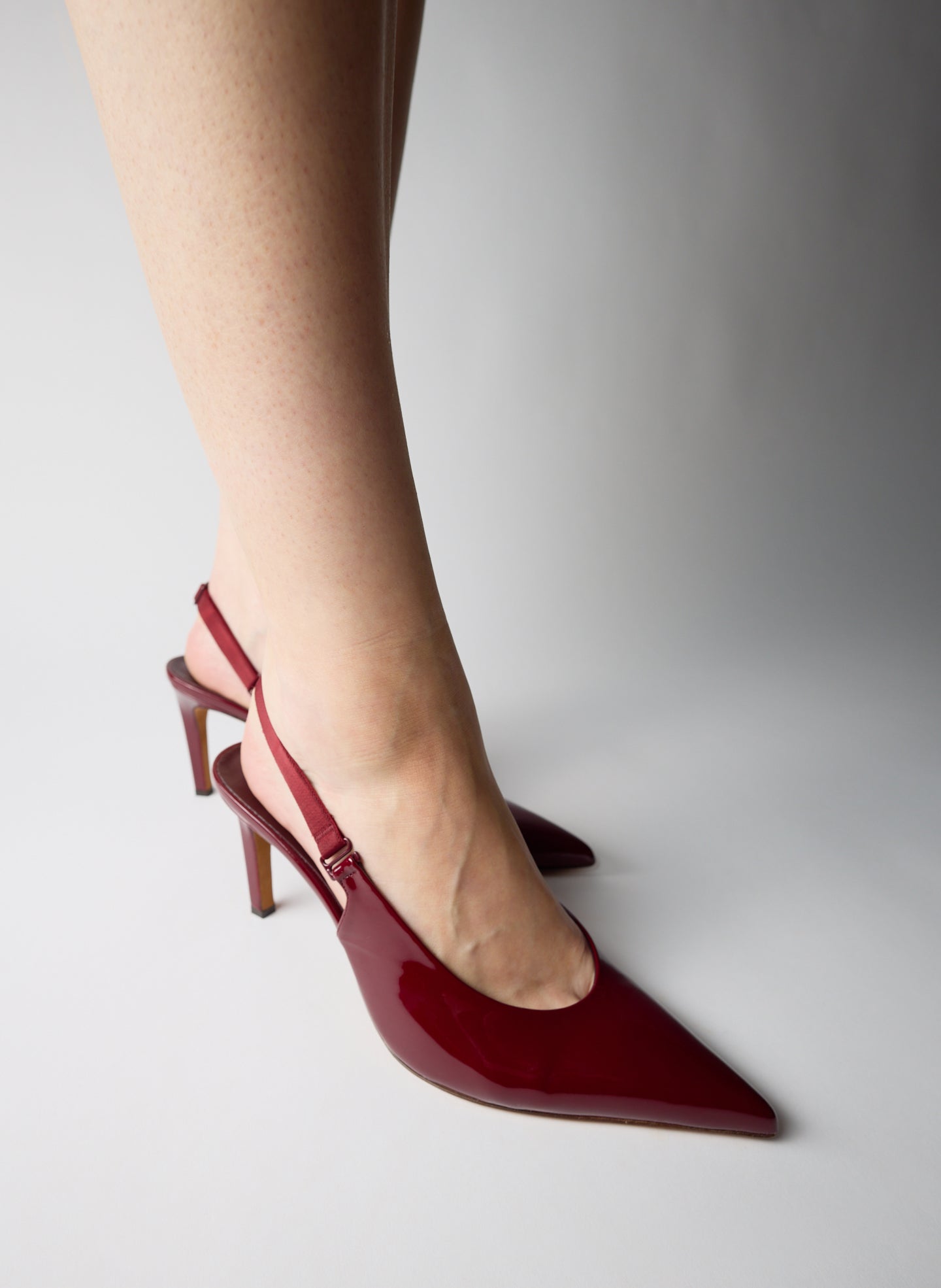 Burgundy Patent Leather Beasley Pump - on model