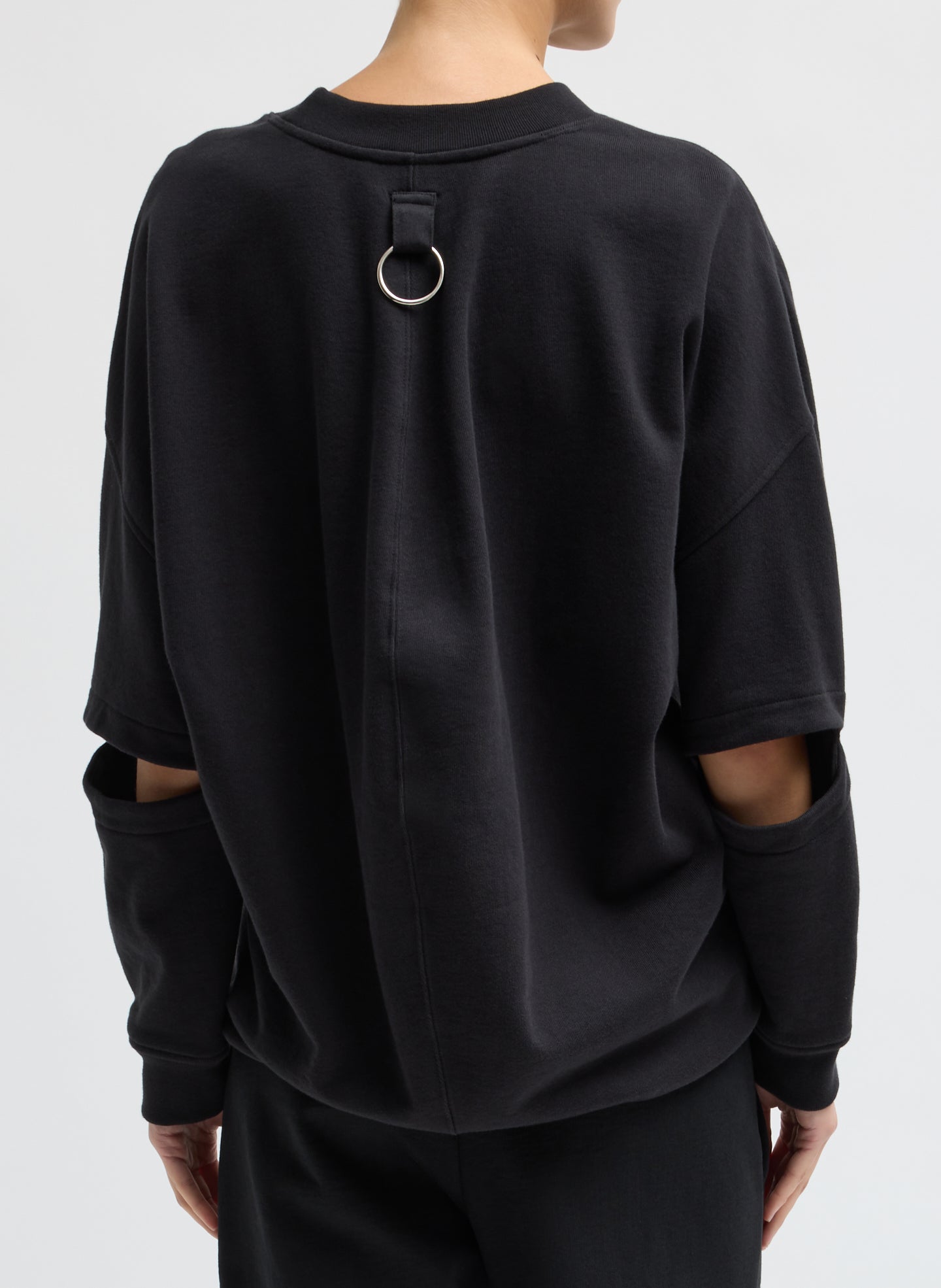 Black Cocoon Crewneck Sweatshirt - back view on model