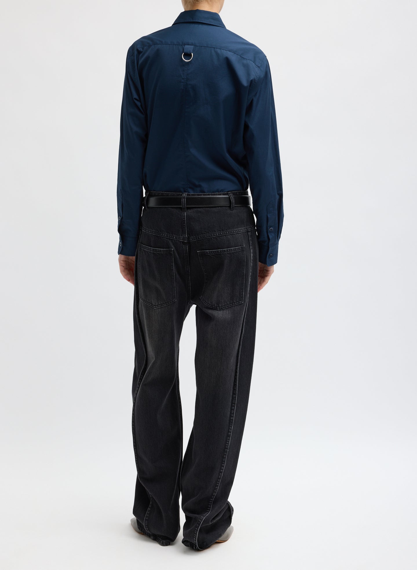 Vintage Black Denim Tuck Jean - back view on model
