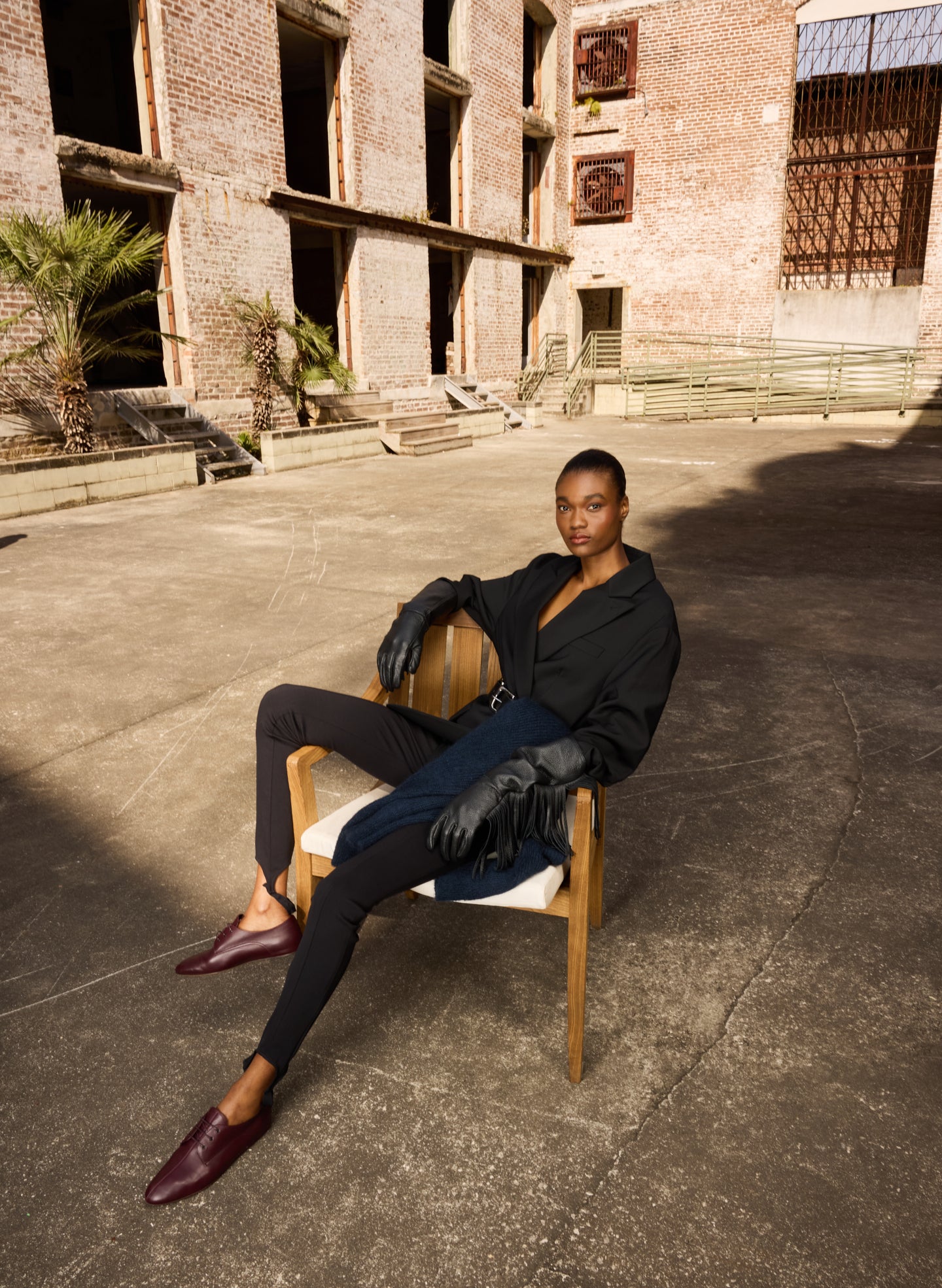 Black Active Knit Sporty Stirrup Pant - editorial image on model
