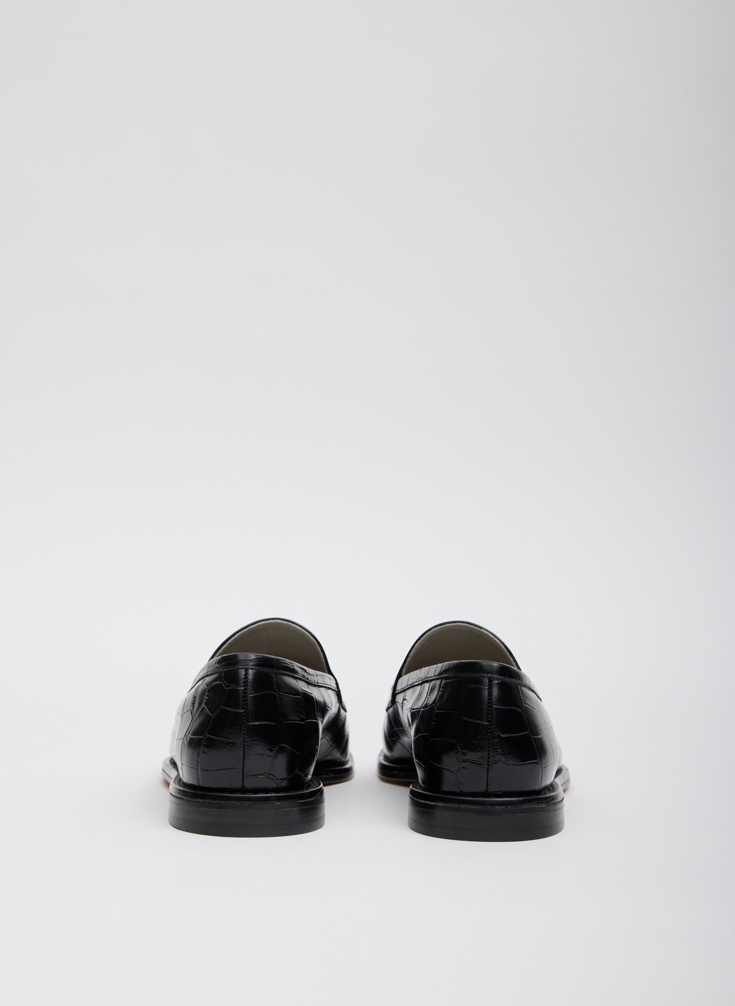 Black Crocodile Embossed Leather Herbert Loafer - back view