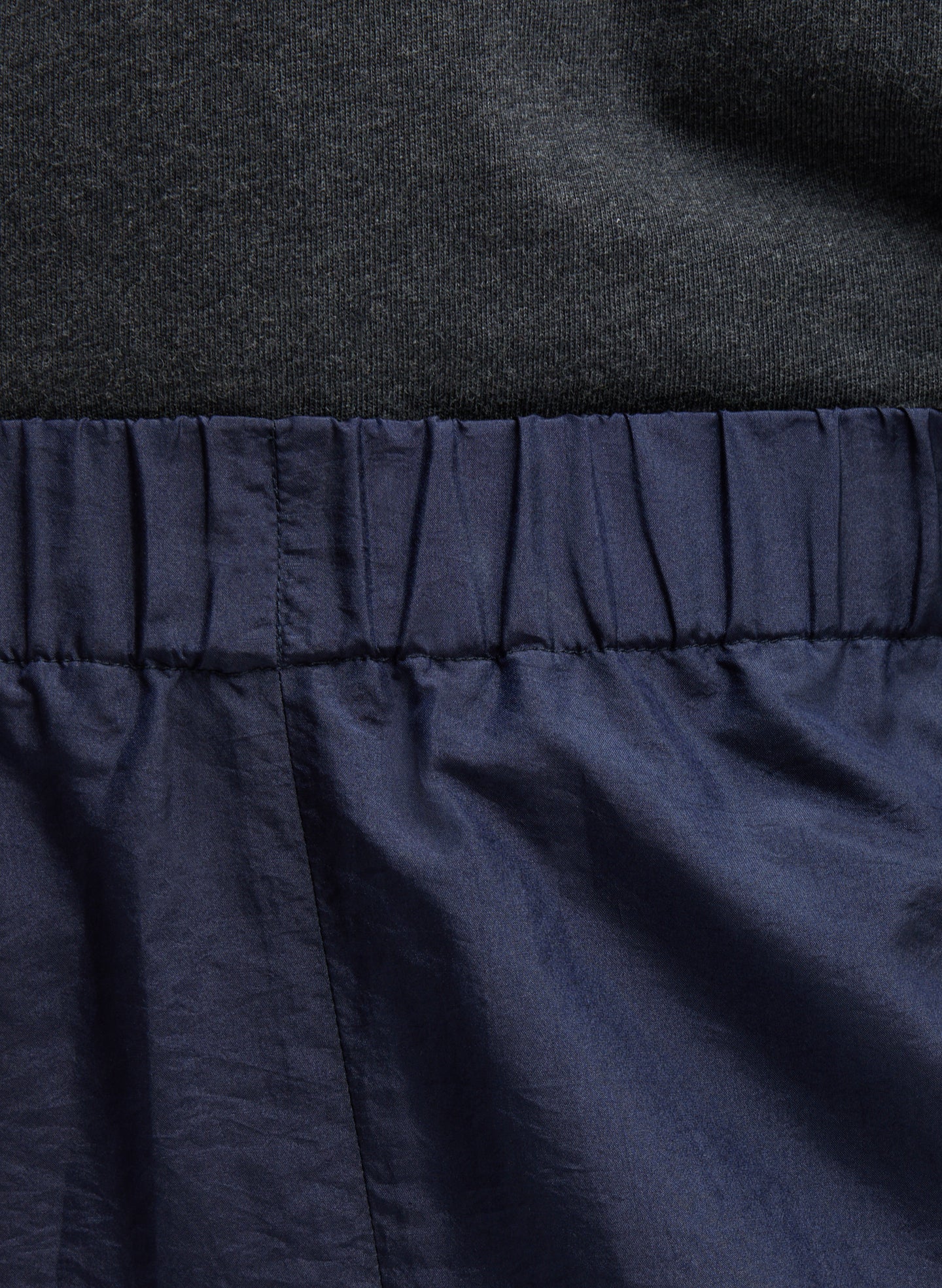 Navy Crispy Nylon Wilt Pull On Jogger - closeup of waistband