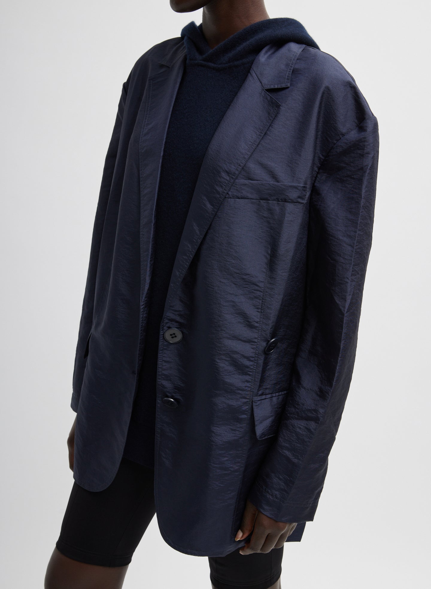 Crispy Nylon Liam Blazer - Navy-1