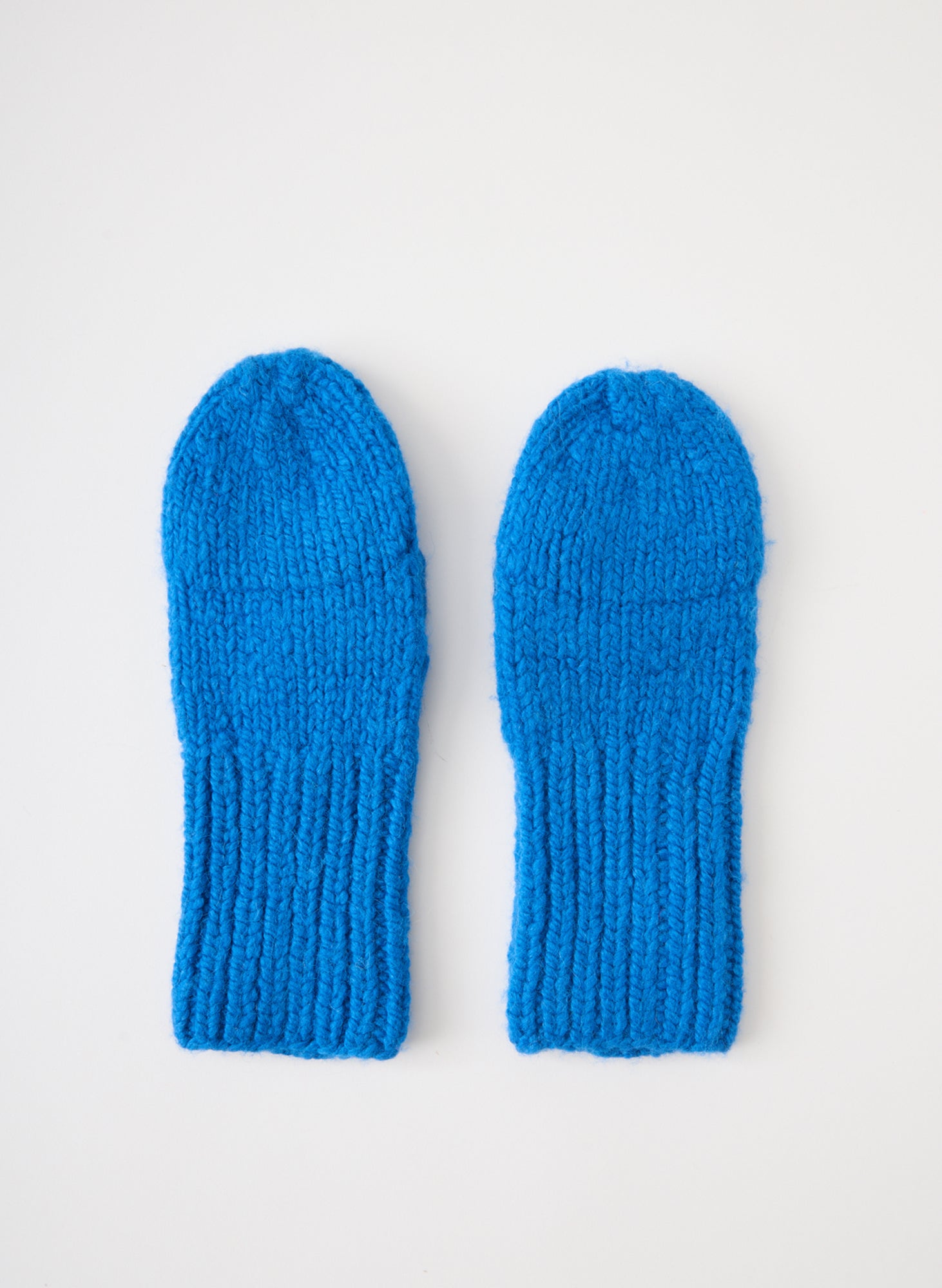 Cozy Mittens - Blue Cozy Mittens - knit mittens, flat lay