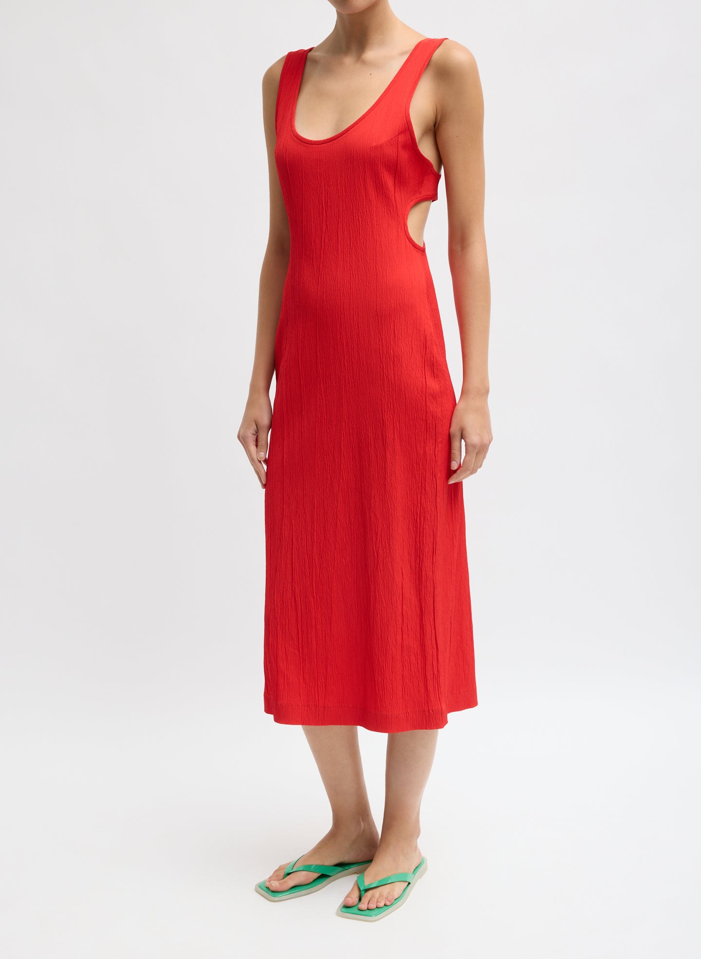 Creased Stretch Crepe Racerback Dress