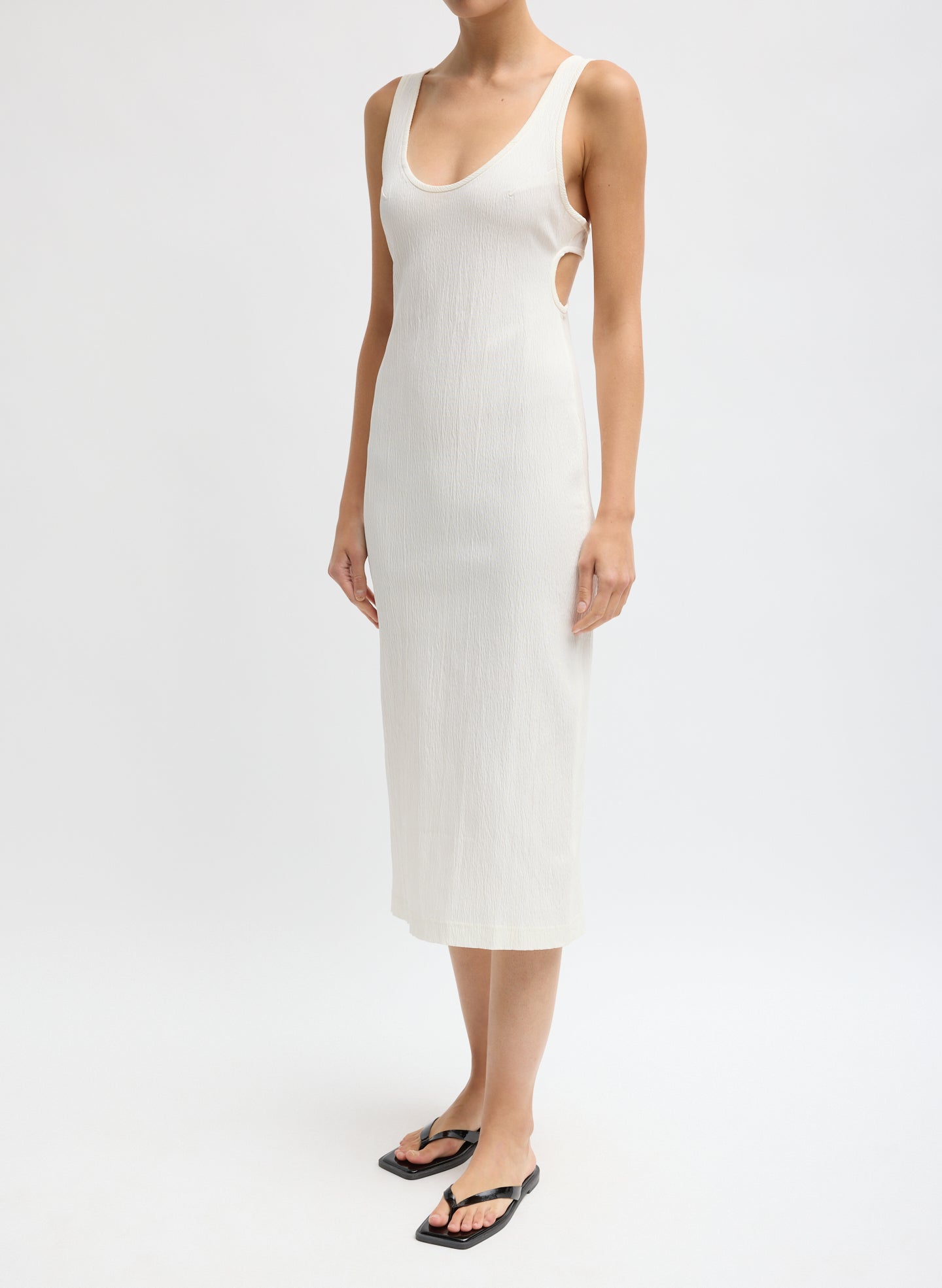 Creased Stretch Crepe Racerback Dress