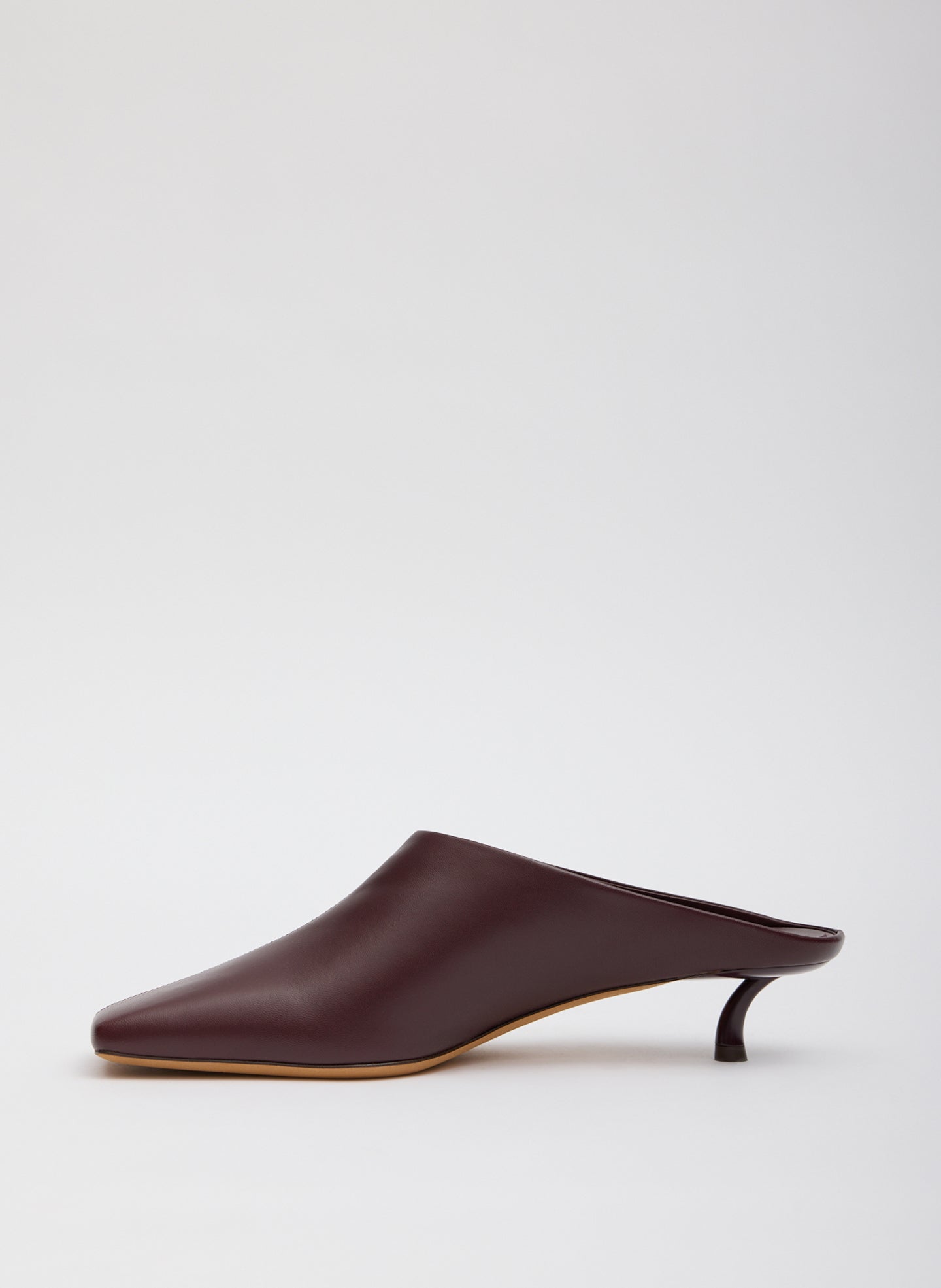 Burgundy Leather Gwinnett Heeled Mule - side view