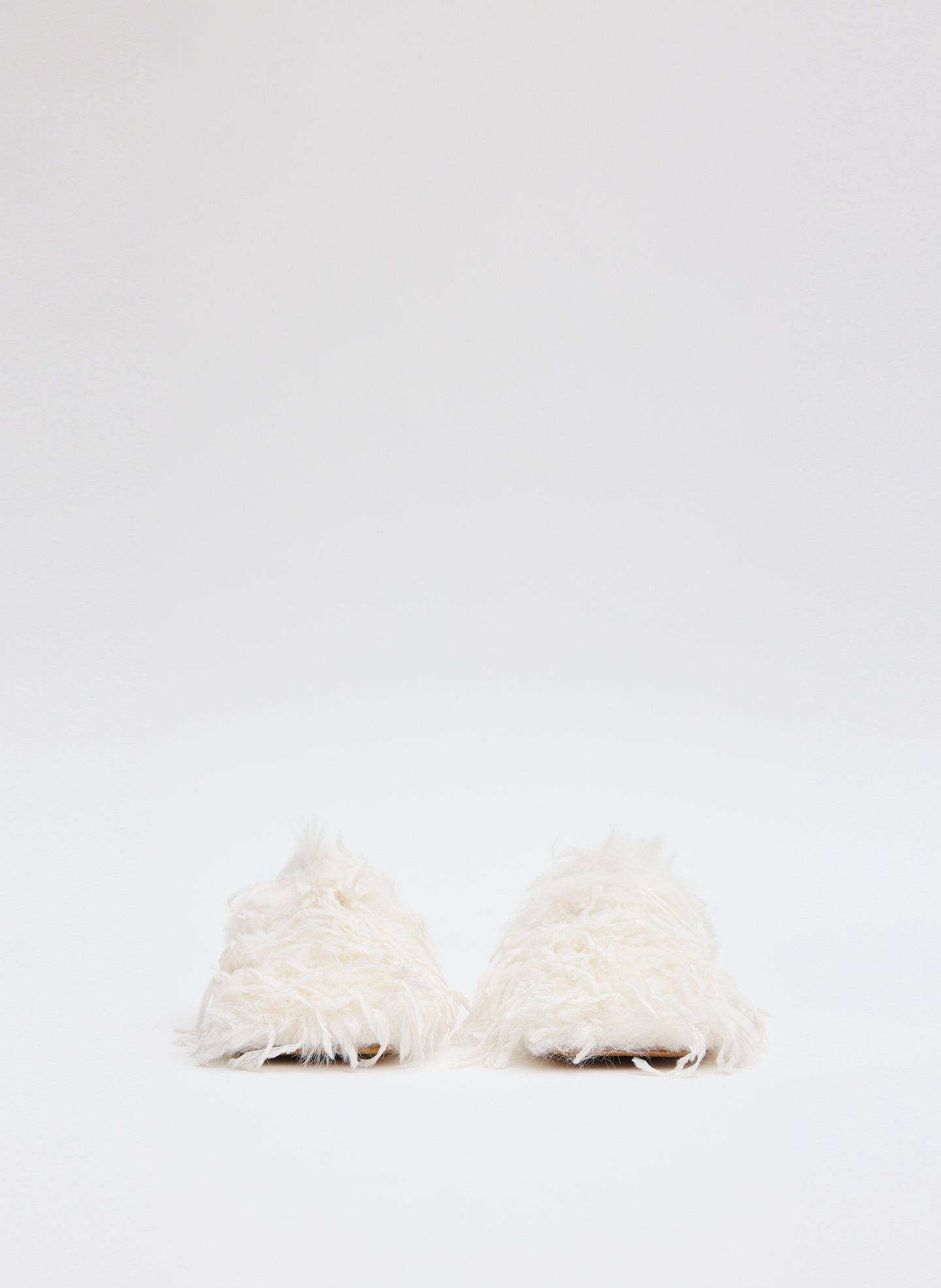 Cream Faux Feather Granger Slide - feathered slide, front view 
