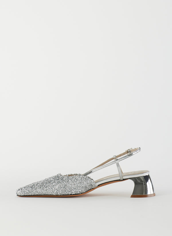 Curly Victor Slingback - Silver-2