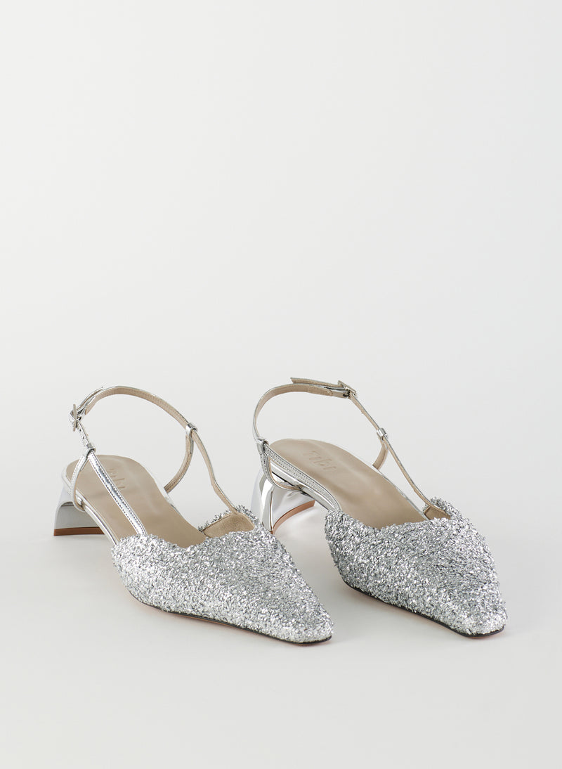 Curly Victor Slingback Silver-3