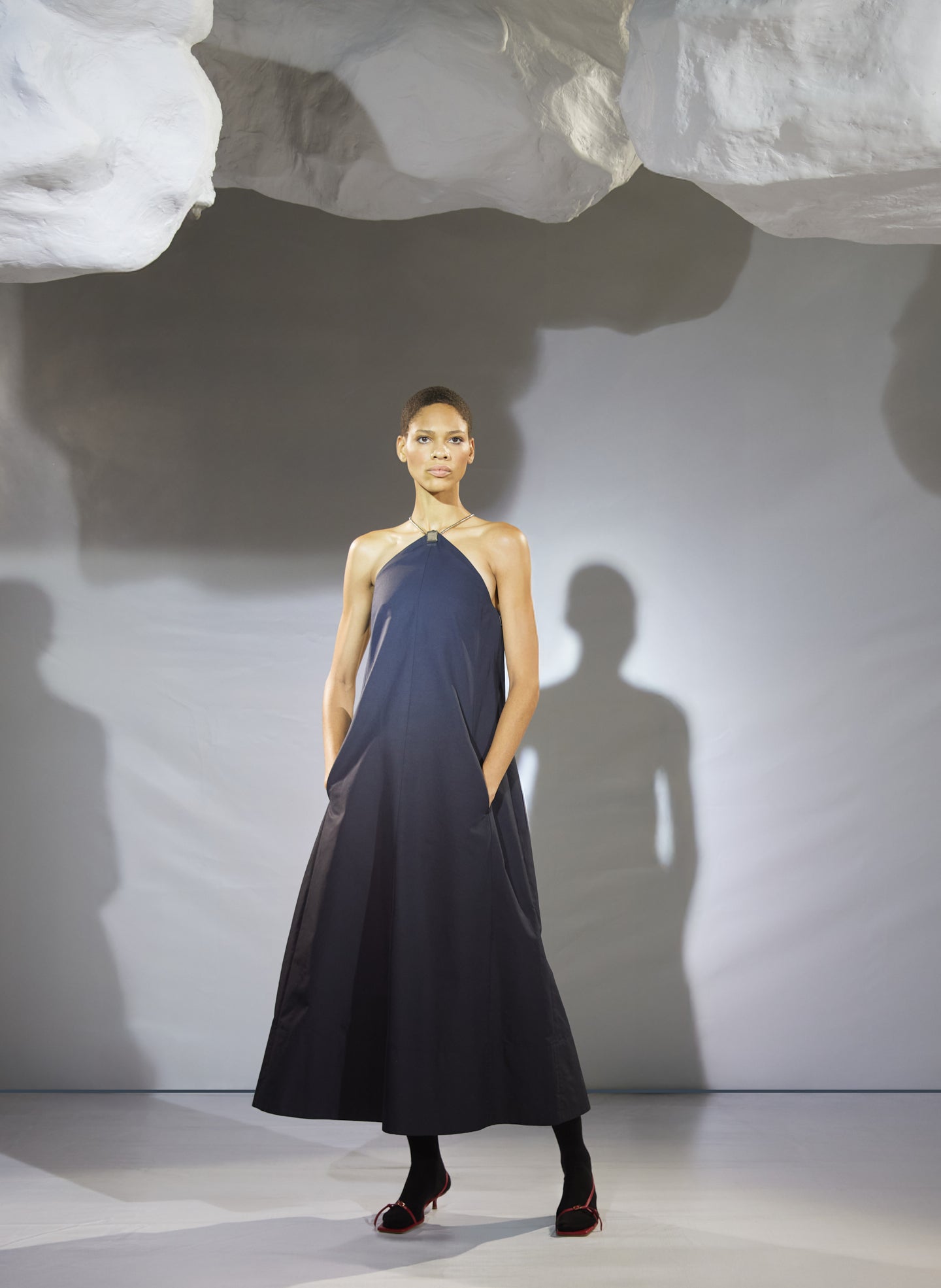 Black / 00 / S125TL1633 Tech Twill Lavalliere Halter Dress Black / 00 / S125TL1633 Tech Twill Lavalliere Halter Dress