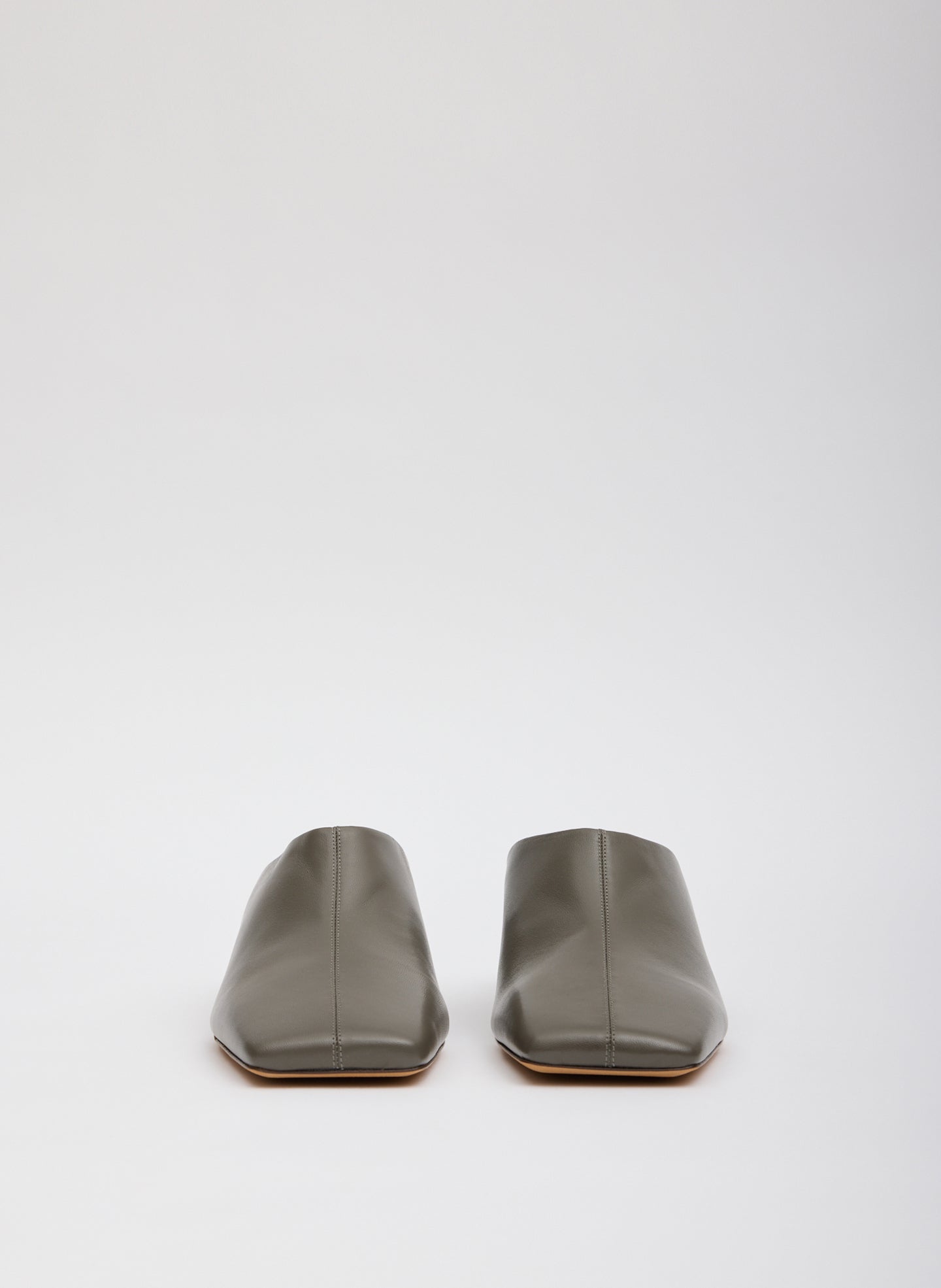Warm Grey Leather Gwinnett Heeled Mule - front view
