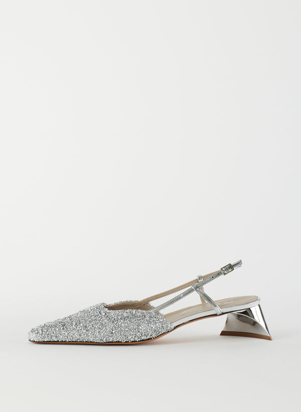 Curly Victor Slingback - Silver-1