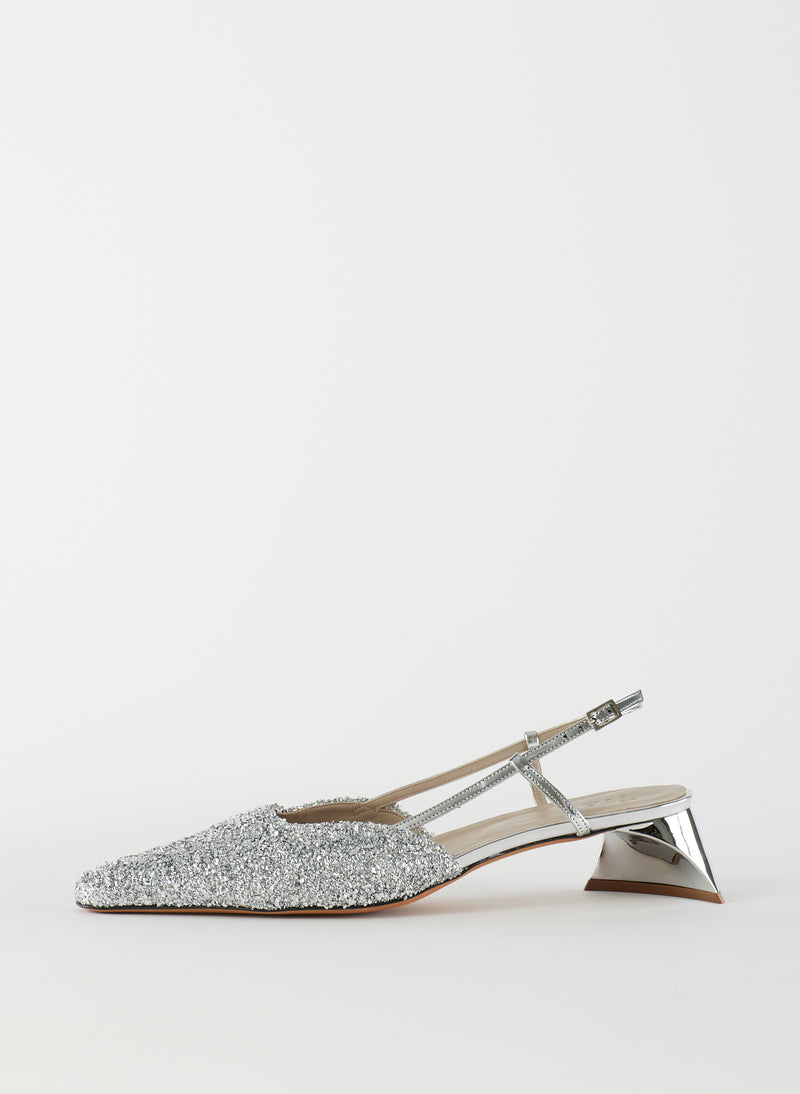 Curly Victor Slingback Silver-1